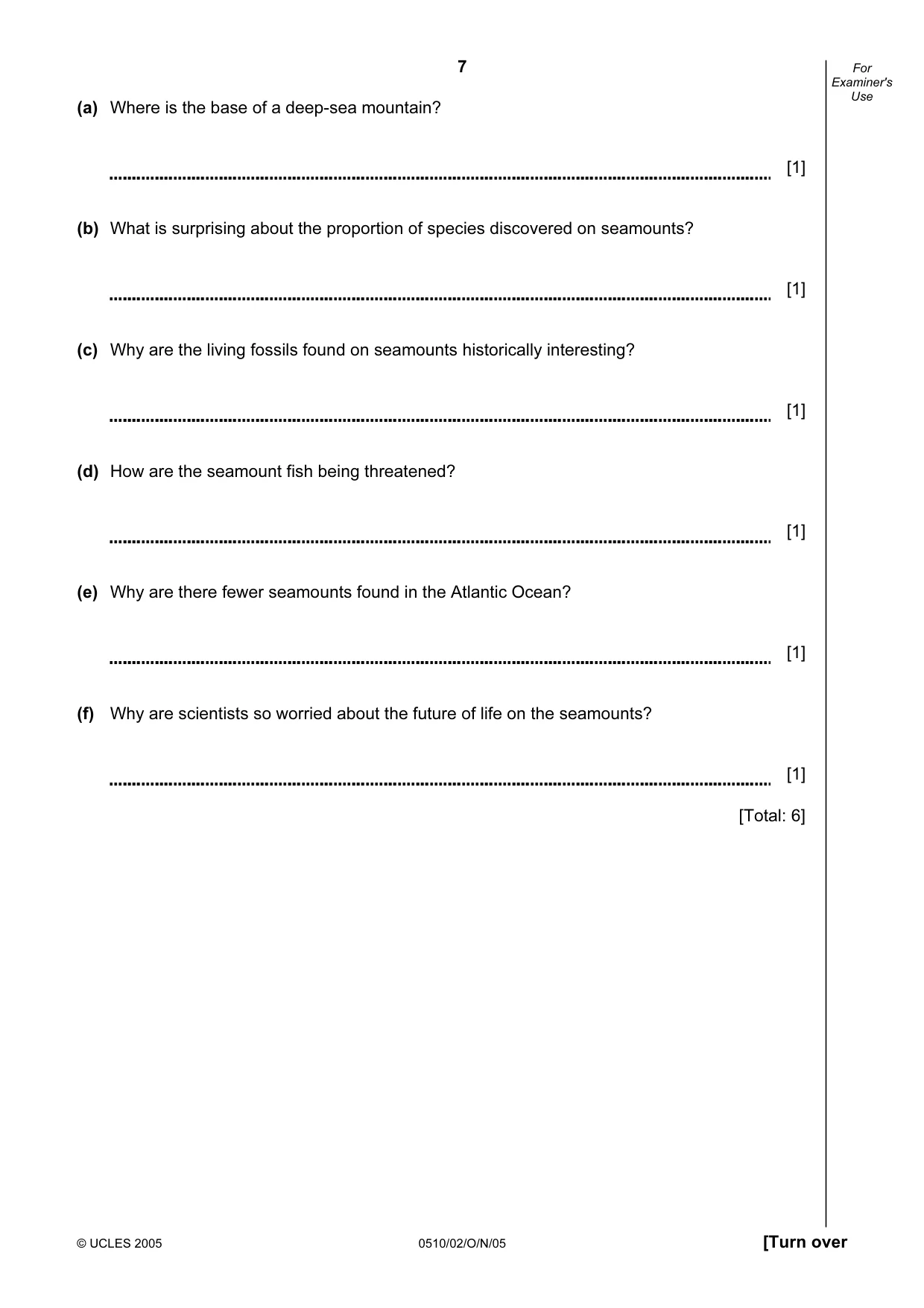 Cambridge IGCSE English - Second Language (oral endorsement) 0510 2005 Oct/Nov Paper 2 · Variant 1 question paper, page 7 of 20
