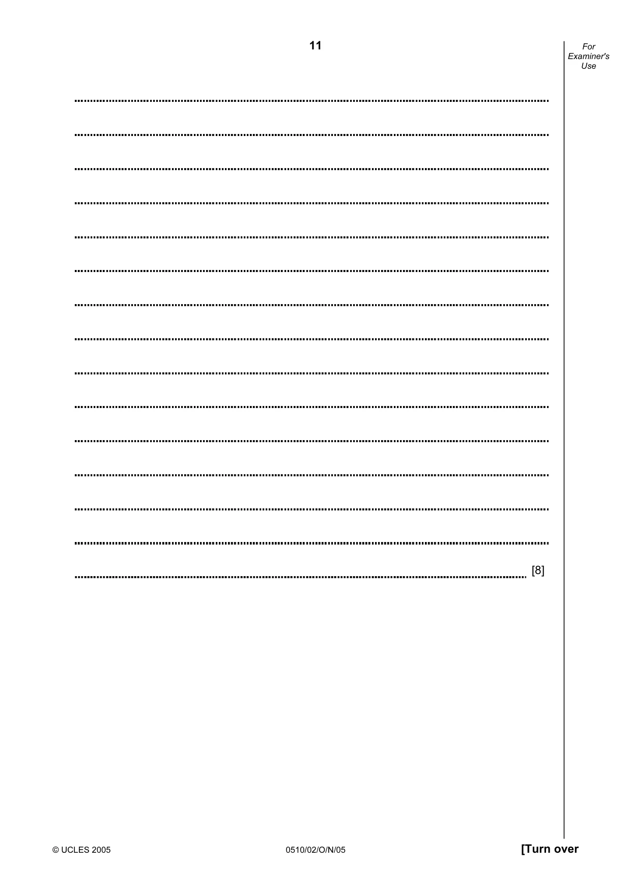 Cambridge IGCSE English - Second Language (oral endorsement) 0510 2005 Oct/Nov Paper 2 · Variant 1 question paper, page 11 of 20