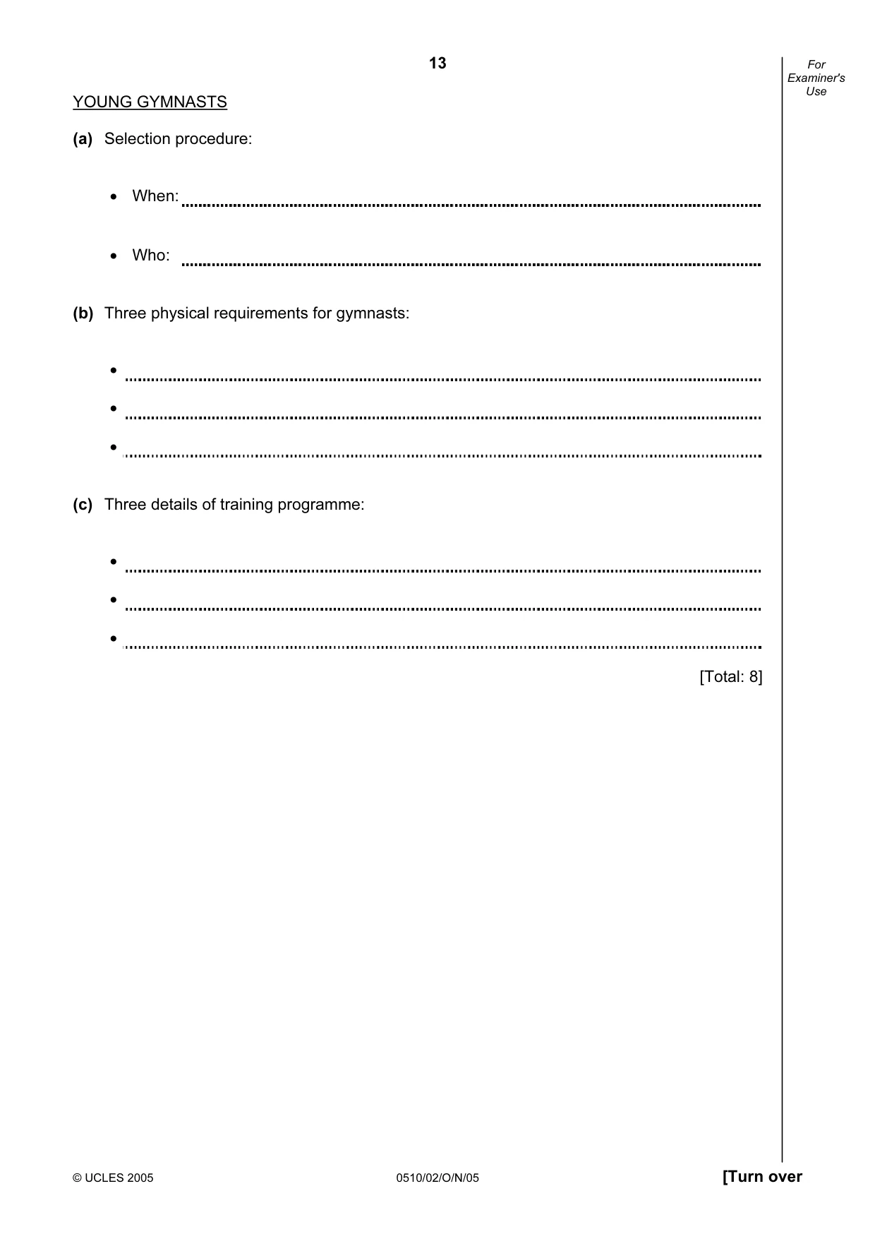 Cambridge IGCSE English - Second Language (oral endorsement) 0510 2005 Oct/Nov Paper 2 · Variant 1 question paper, page 13 of 20