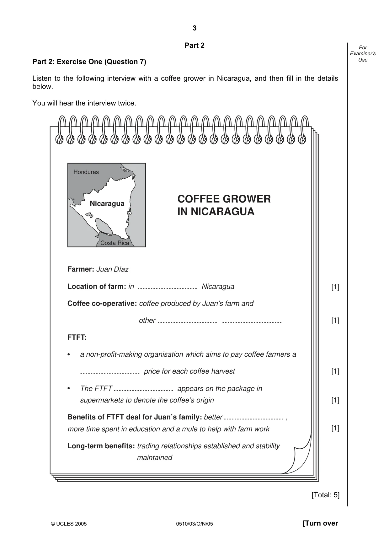 Cambridge IGCSE English - Second Language (oral endorsement) 0510 2005 Oct/Nov Paper 3 · Variant 1 question paper, page 3 of 8