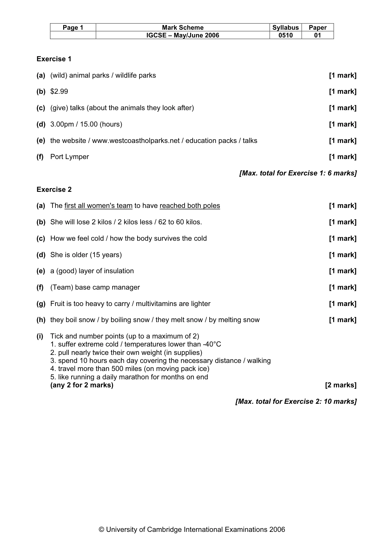 Mark scheme, page 2 of 6