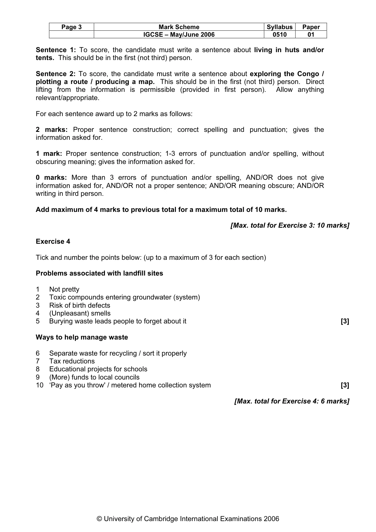 Mark scheme, page 4 of 6
