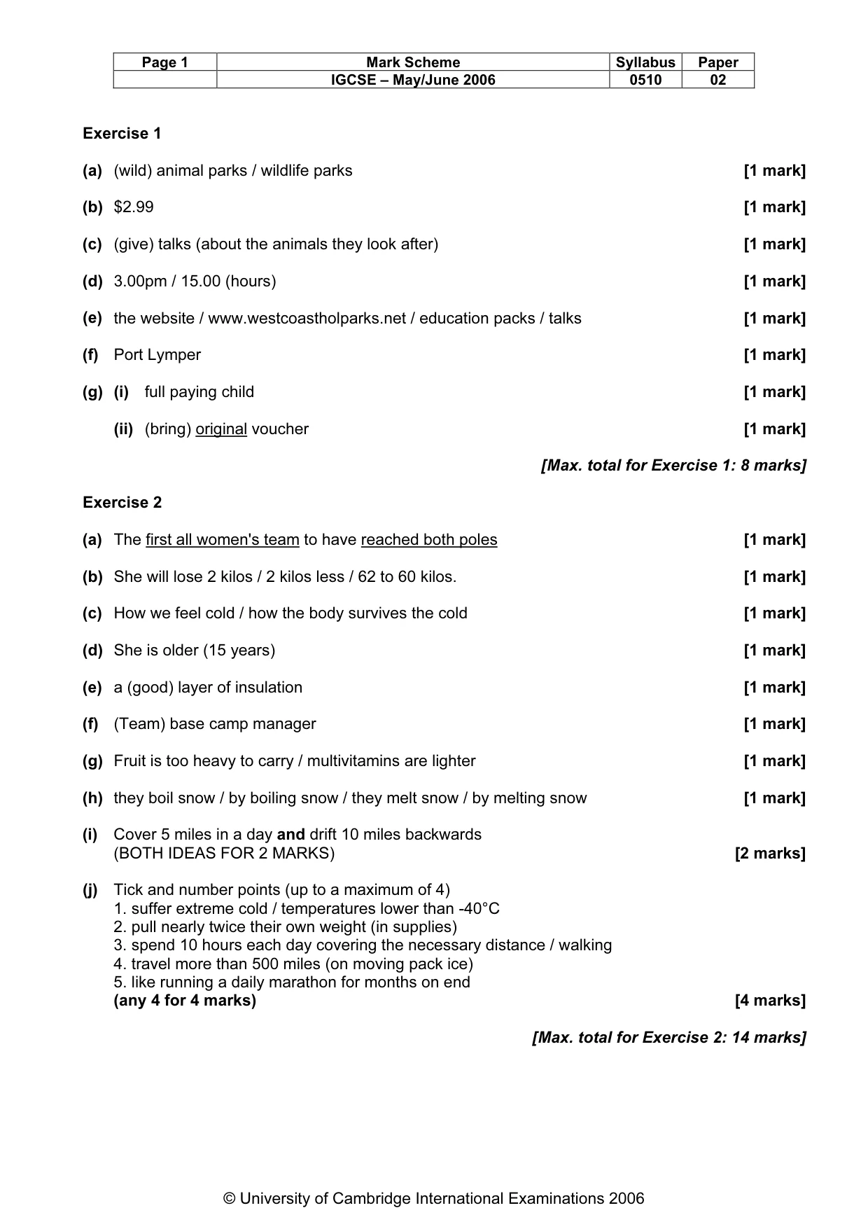 Mark scheme, page 2 of 7