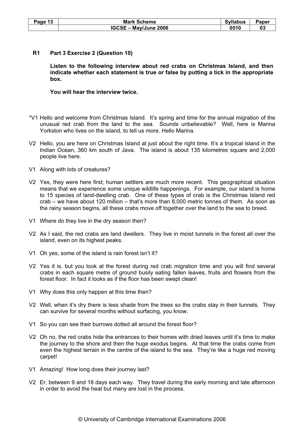 Mark scheme, page 14 of 15