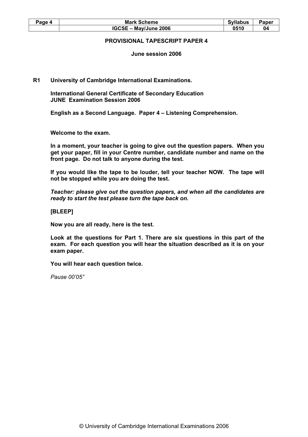 Mark scheme, page 5 of 15