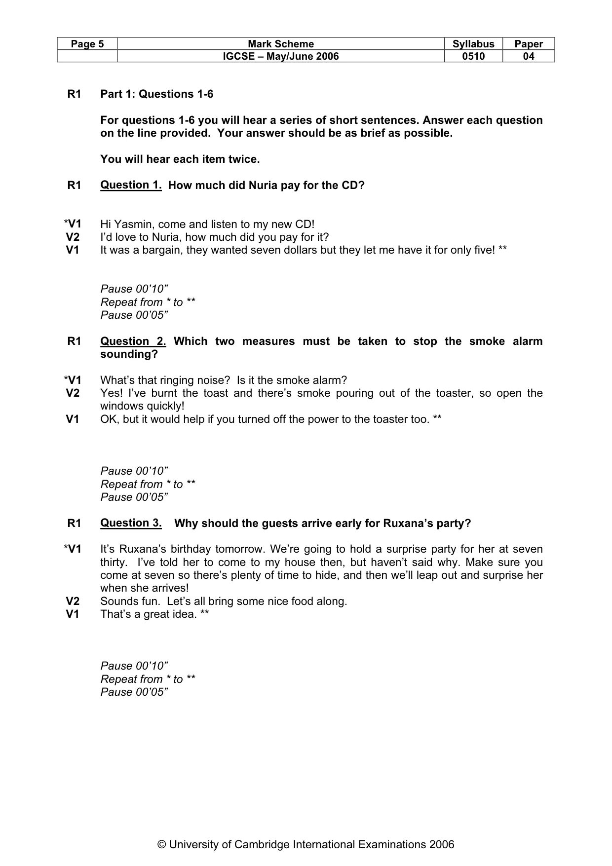 Mark scheme, page 6 of 15