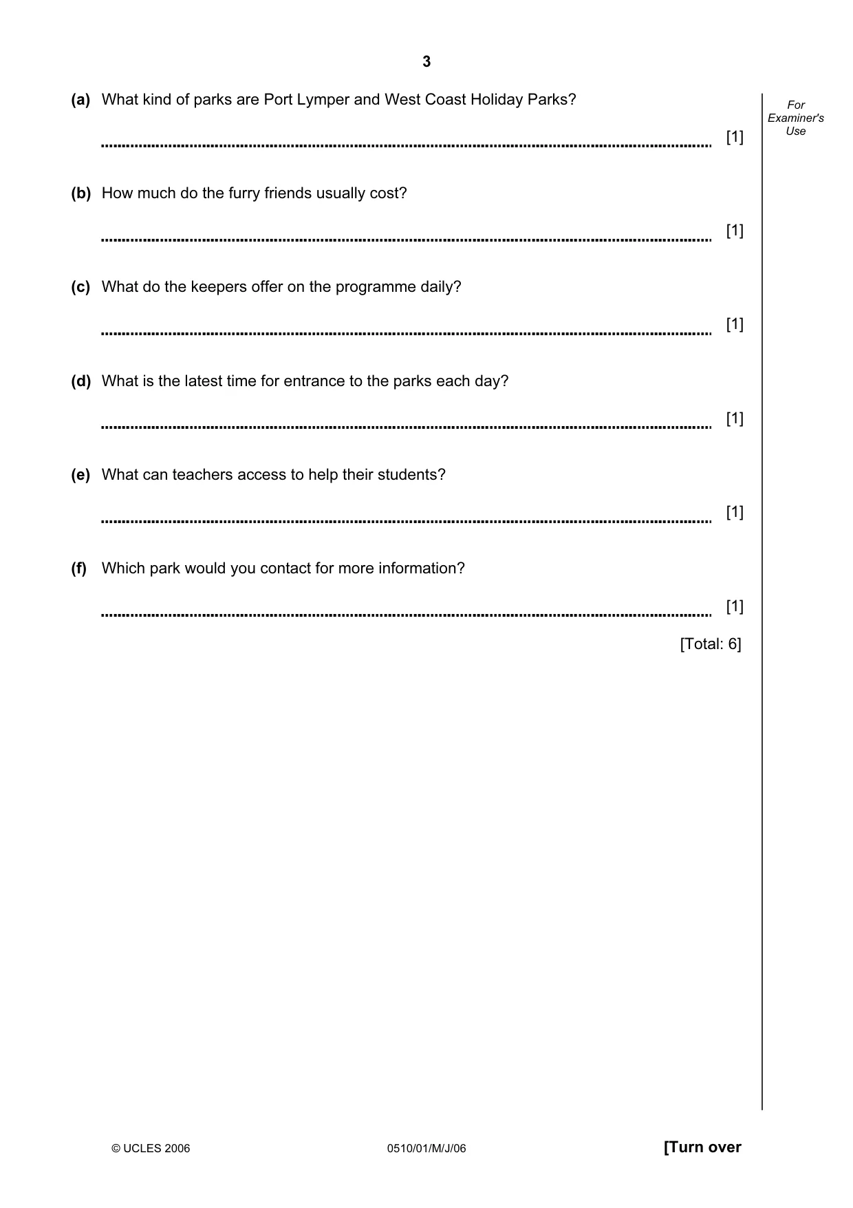 Cambridge IGCSE English - Second Language (oral endorsement) 0510 2006 May/June Paper 1 · Variant 1 question paper, page 3 of 16