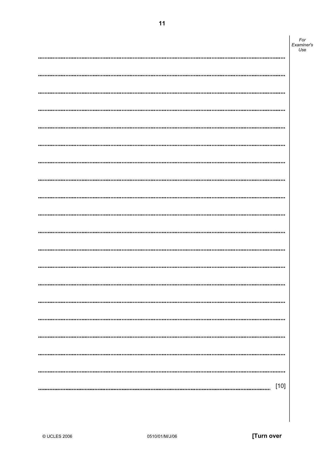Cambridge IGCSE English - Second Language (oral endorsement) 0510 2006 May/June Paper 1 · Variant 1 question paper, page 11 of 16