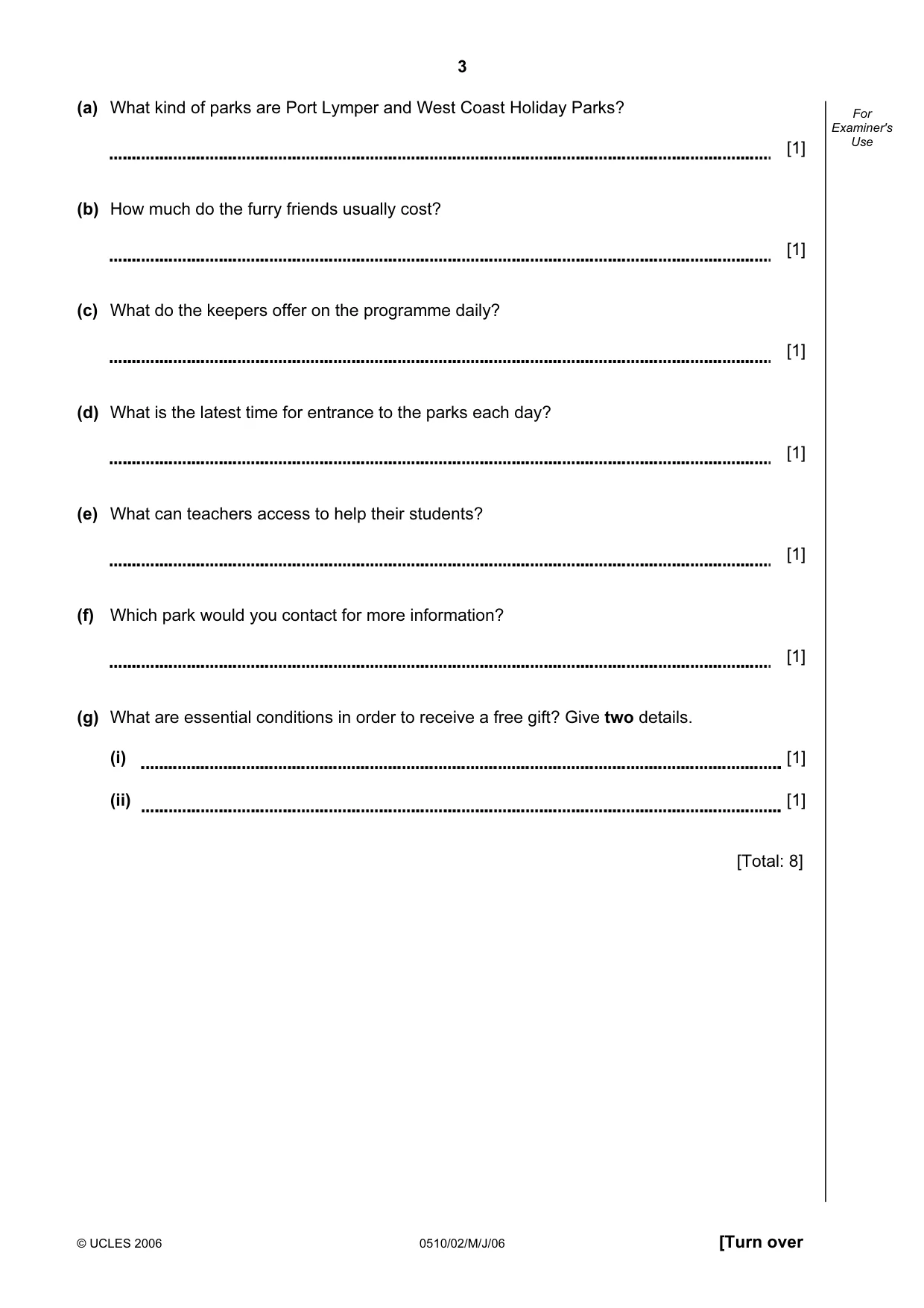 Cambridge IGCSE English - Second Language (oral endorsement) 0510 2006 May/June Paper 2 · Variant 1 question paper, page 3 of 16