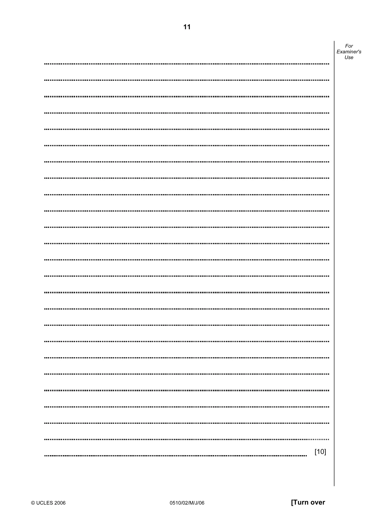 Cambridge IGCSE English - Second Language (oral endorsement) 0510 2006 May/June Paper 2 · Variant 1 question paper, page 11 of 16