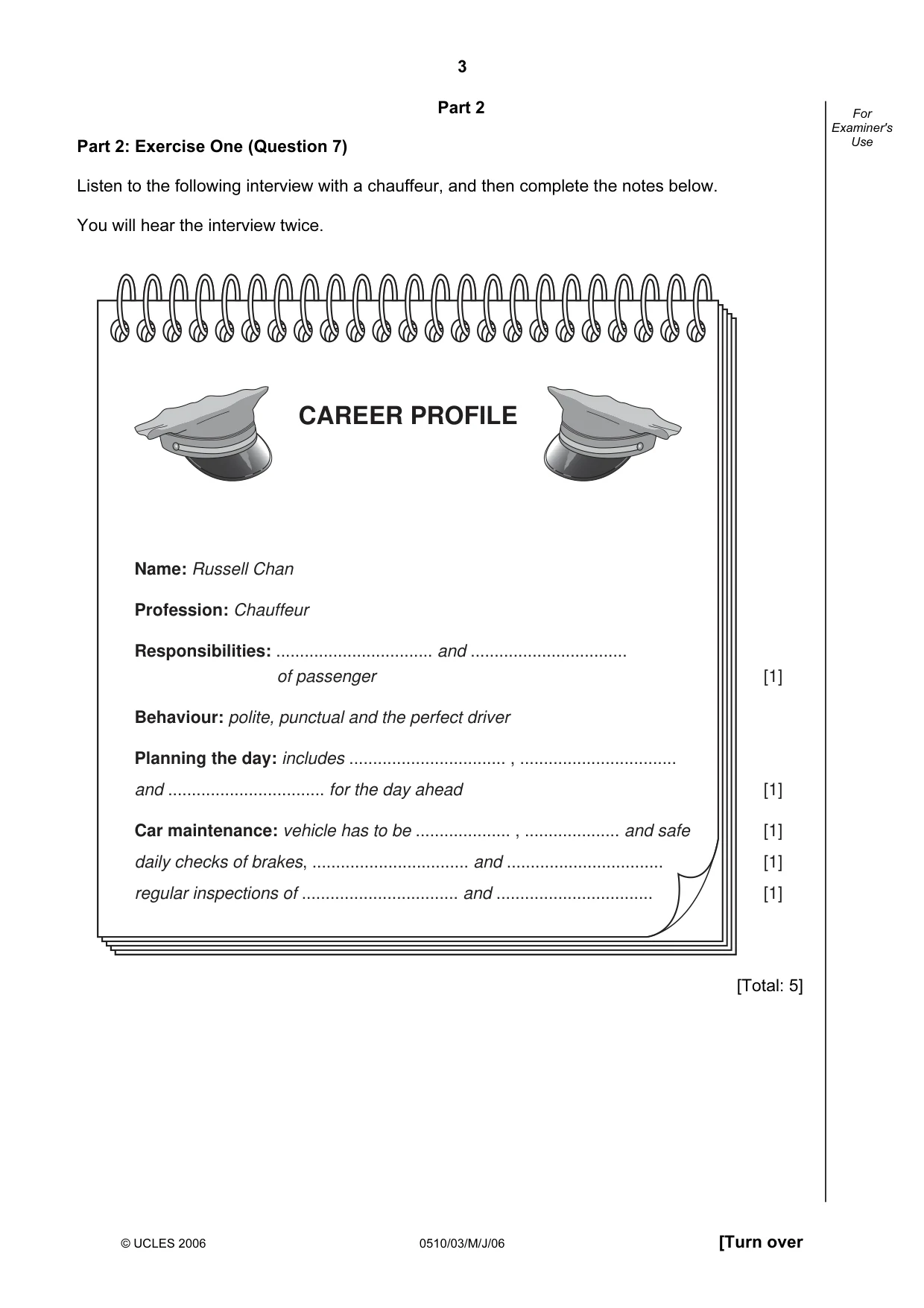 Cambridge IGCSE English - Second Language (oral endorsement) 0510 2006 May/June Paper 3 · Variant 1 question paper, page 3 of 8