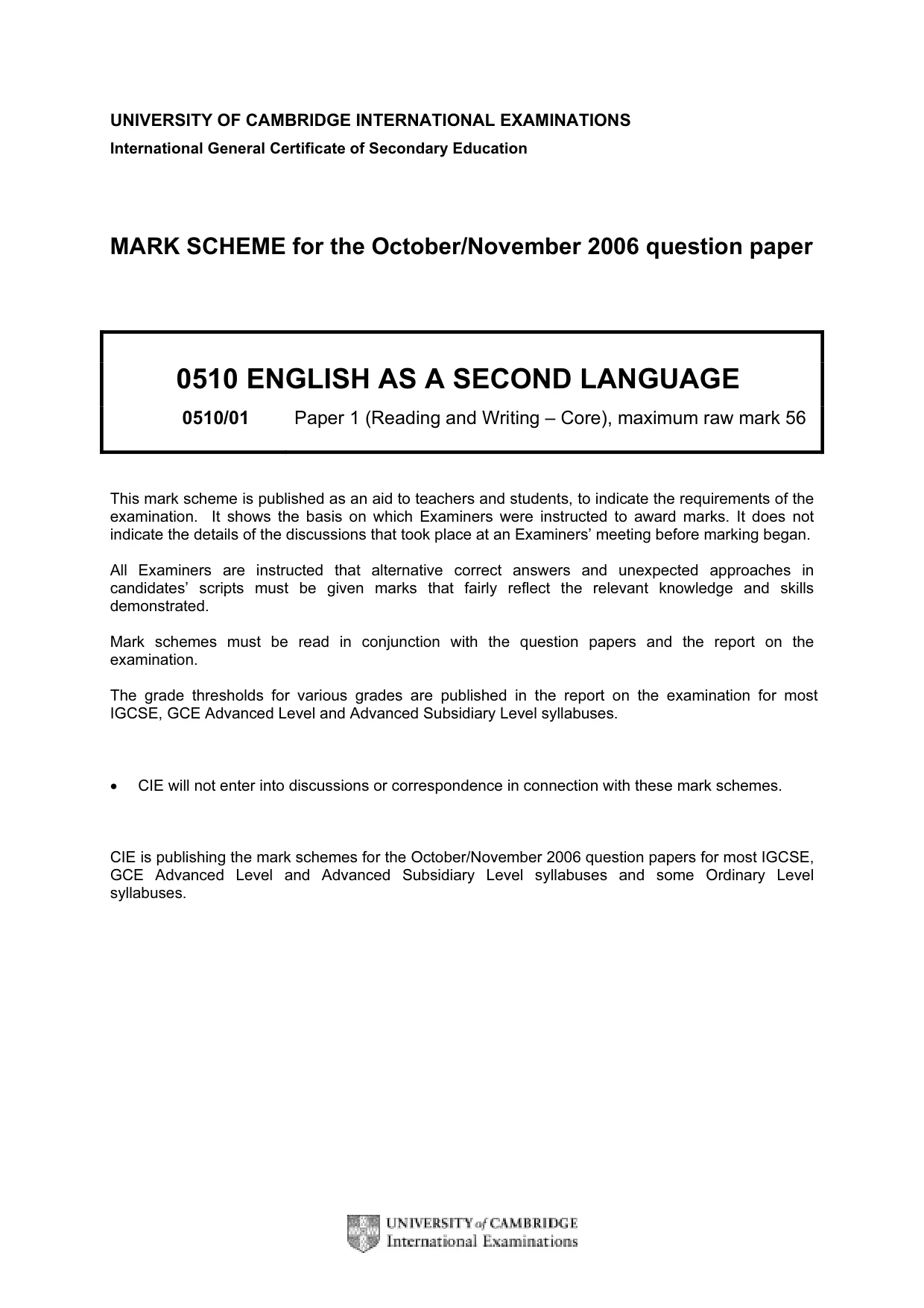 Mark scheme, page 1 of 7