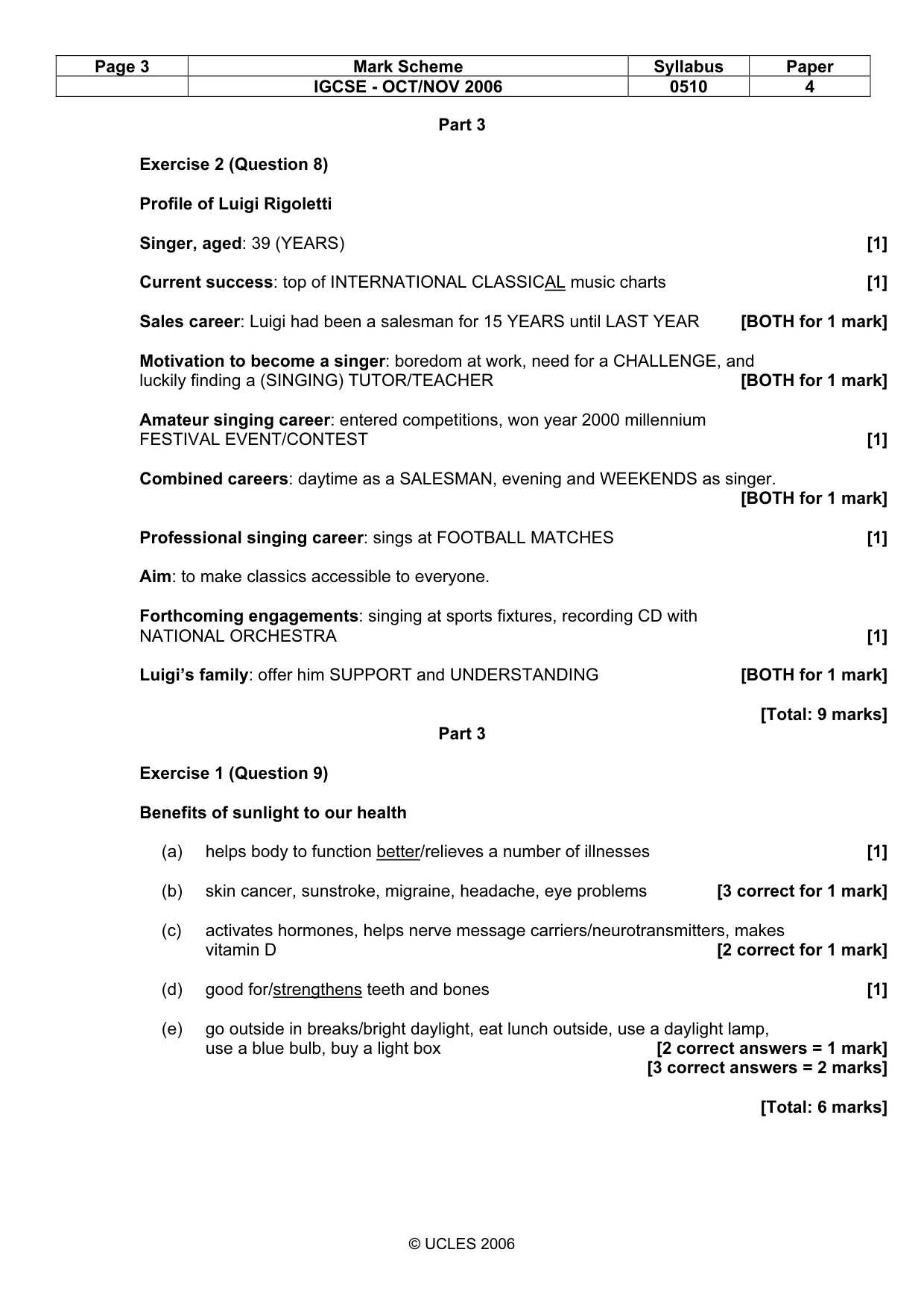 Mark scheme, page 3 of 4