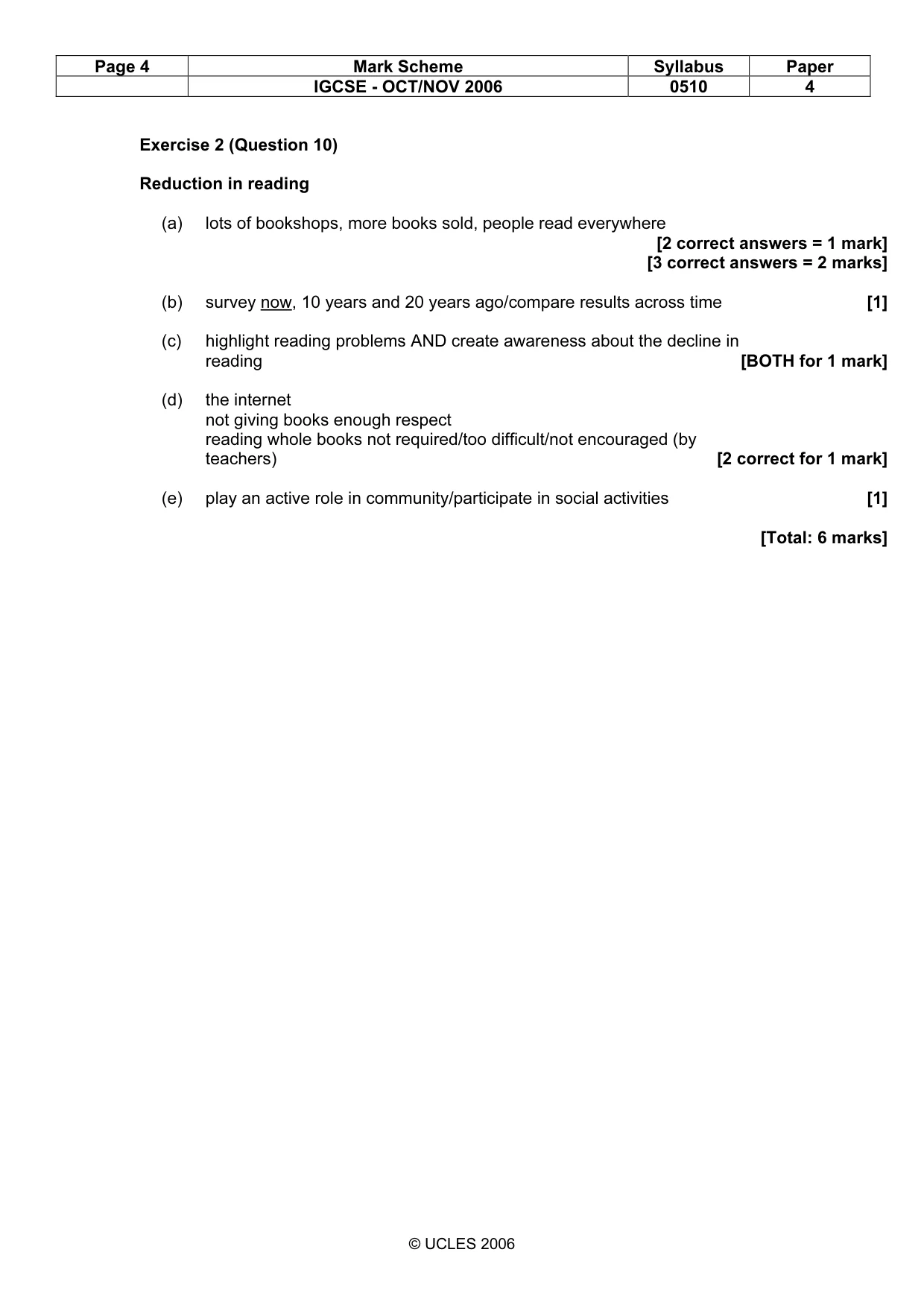 Mark scheme, page 4 of 4