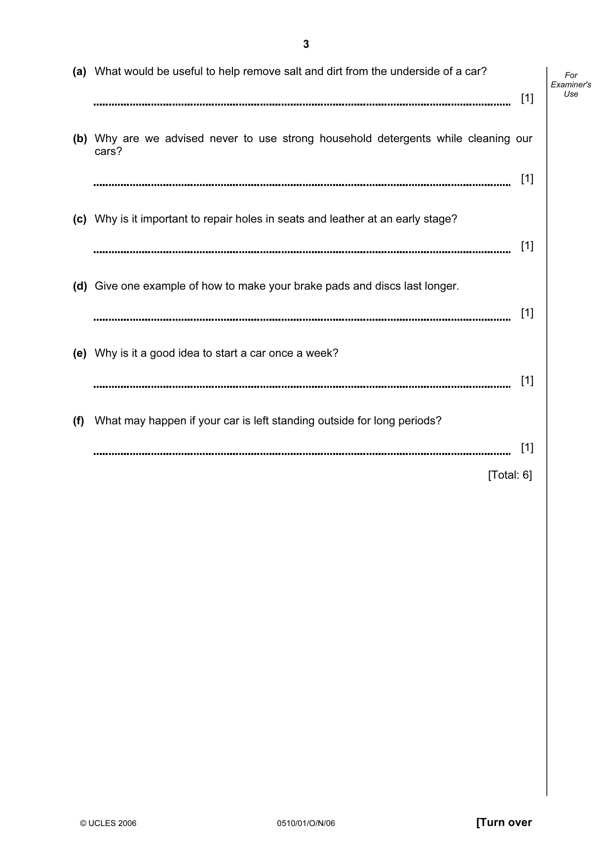 Cambridge IGCSE English - Second Language (oral endorsement) 0510 2006 Oct/Nov Paper 1 · Variant 1 question paper, page 3 of 16