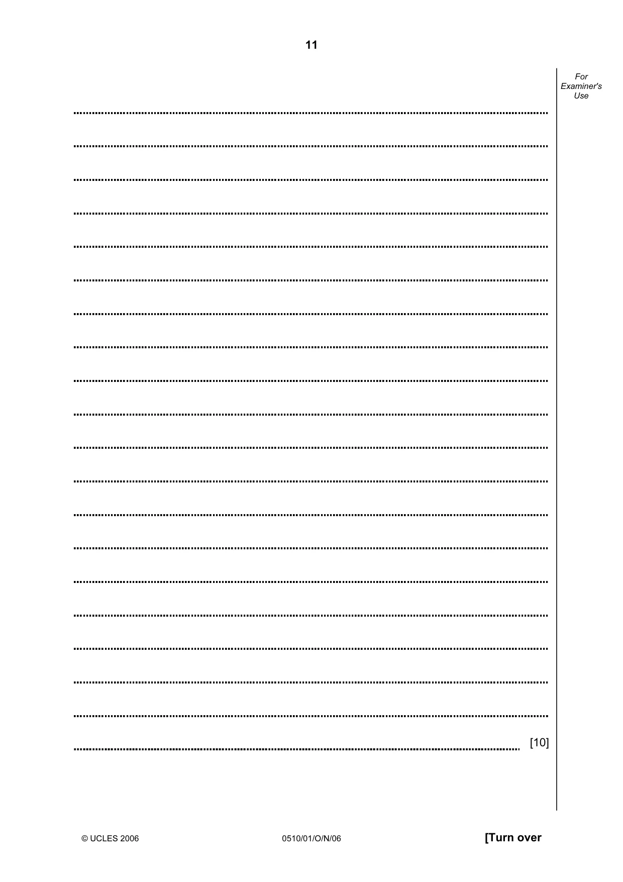 Cambridge IGCSE English - Second Language (oral endorsement) 0510 2006 Oct/Nov Paper 1 · Variant 1 question paper, page 11 of 16