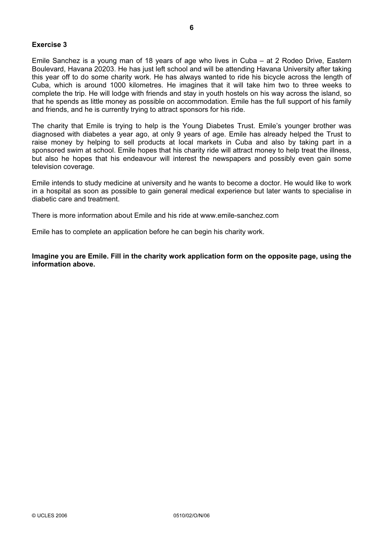 Cambridge IGCSE English - Second Language (oral endorsement) 0510 2006 Oct/Nov Paper 2 · Variant 1 question paper, page 6 of 16