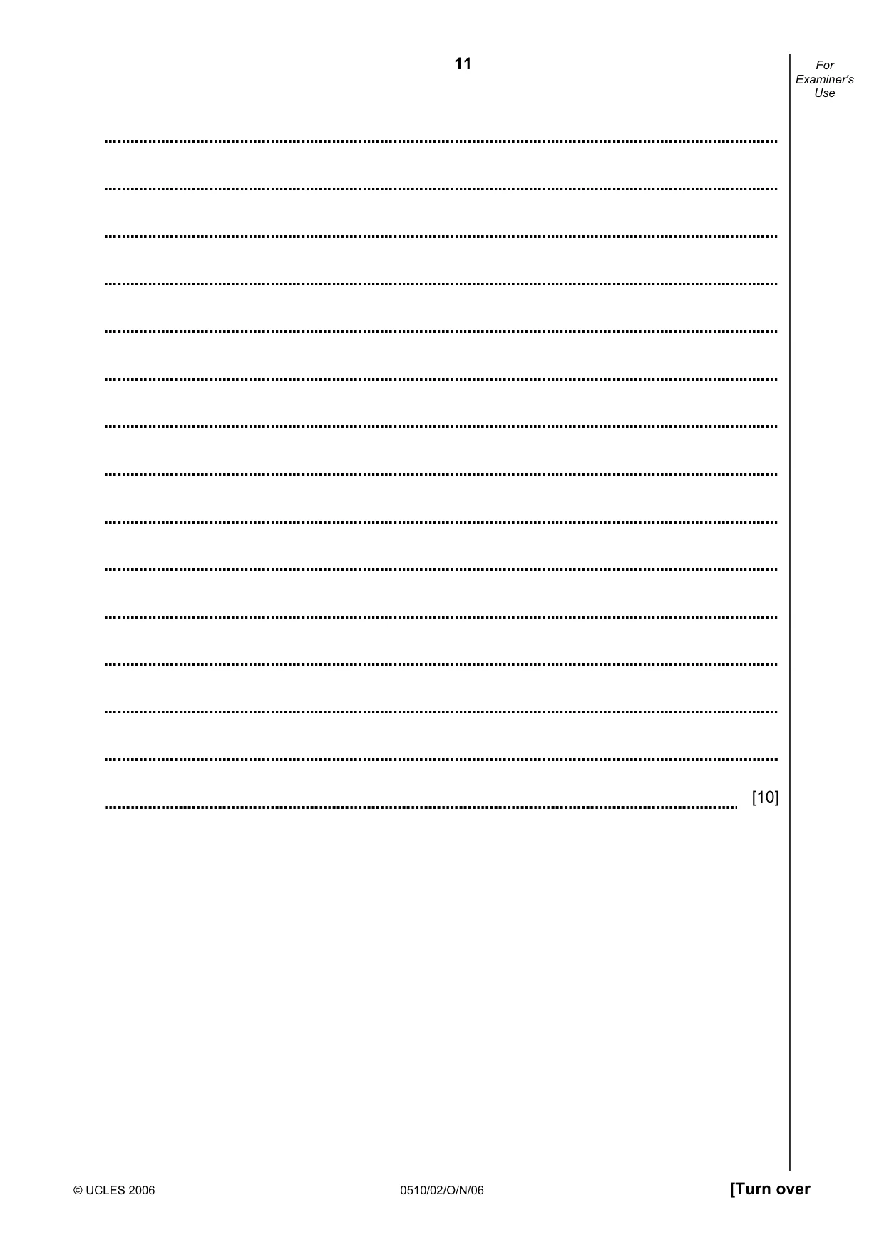 Cambridge IGCSE English - Second Language (oral endorsement) 0510 2006 Oct/Nov Paper 2 · Variant 1 question paper, page 11 of 16