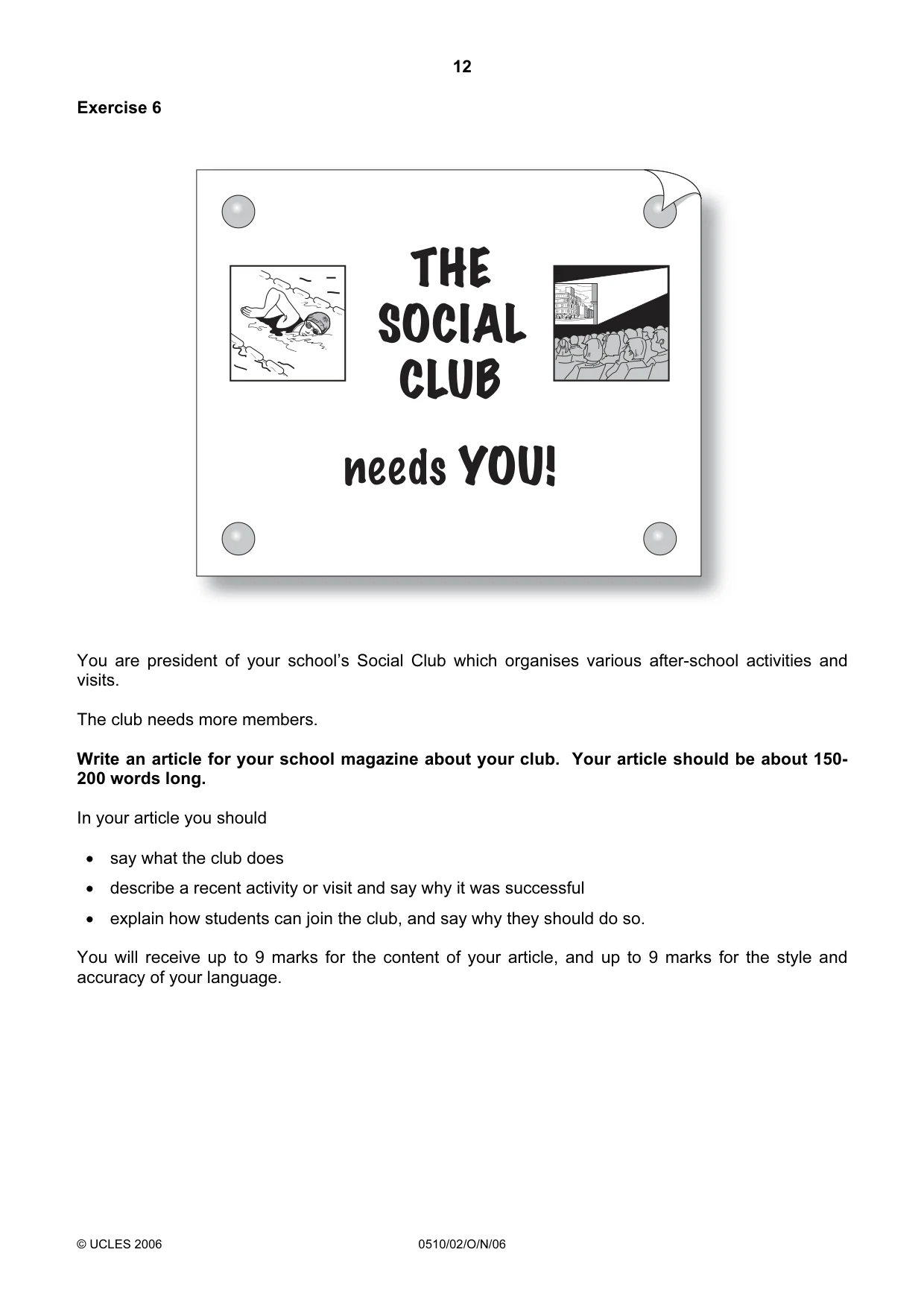 Cambridge IGCSE English - Second Language (oral endorsement) 0510 2006 Oct/Nov Paper 2 · Variant 1 question paper, page 12 of 16