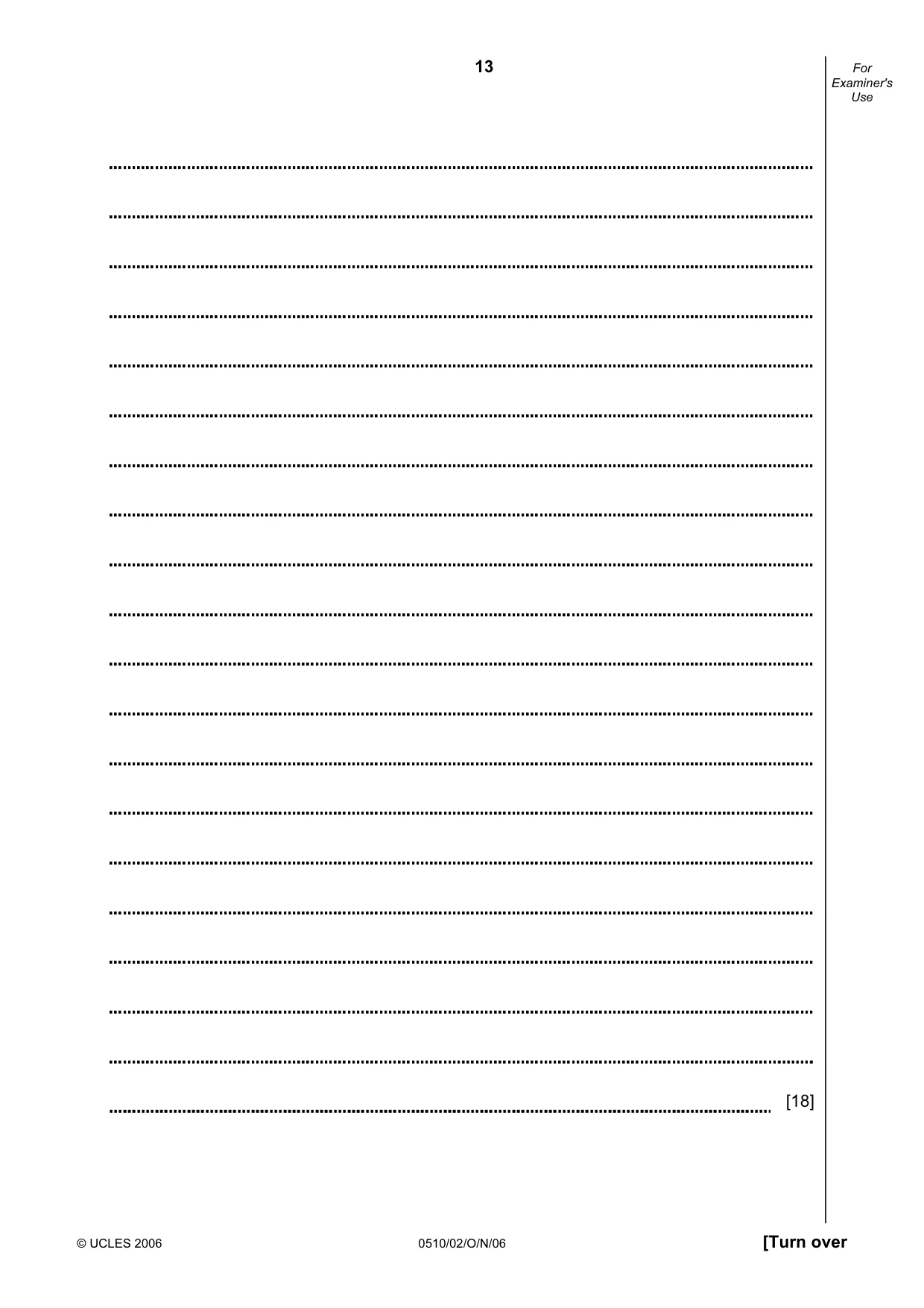 Cambridge IGCSE English - Second Language (oral endorsement) 0510 2006 Oct/Nov Paper 2 · Variant 1 question paper, page 13 of 16