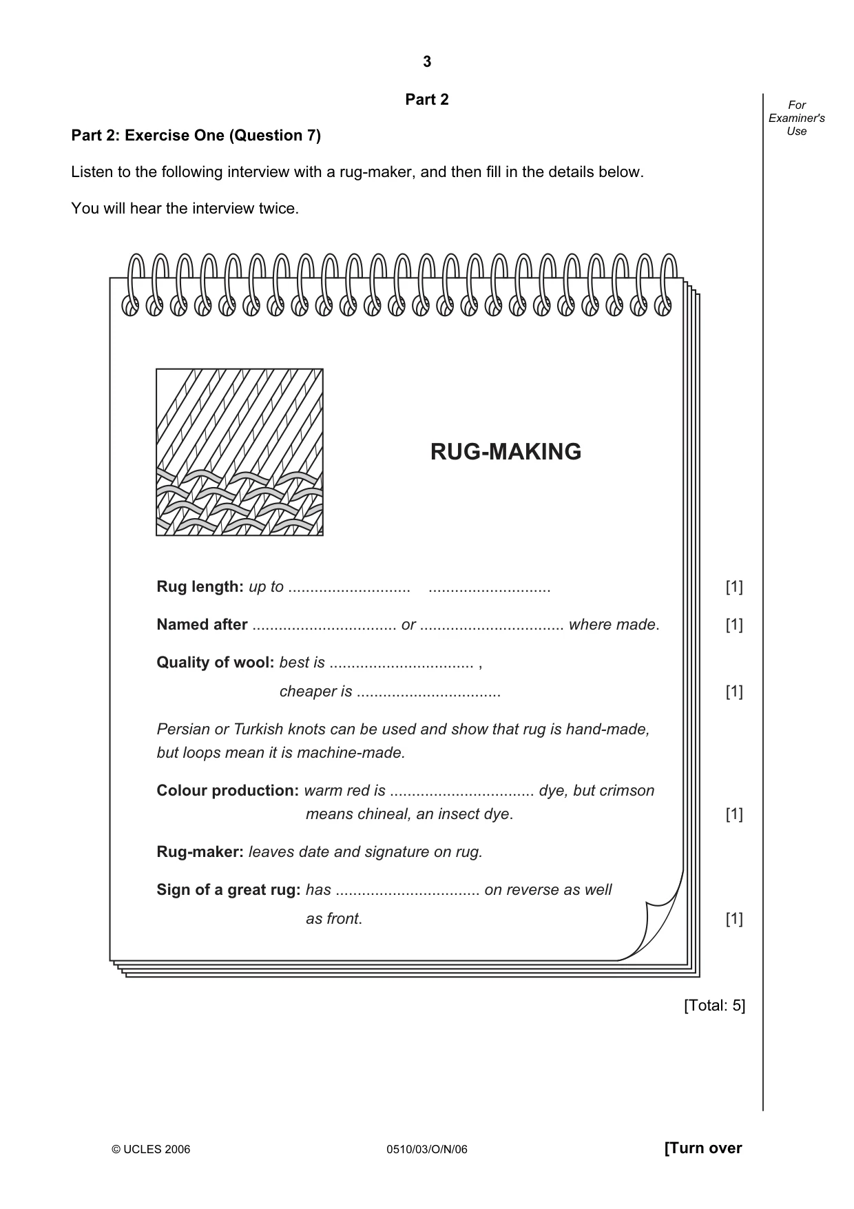 Cambridge IGCSE English - Second Language (oral endorsement) 0510 2006 Oct/Nov Paper 3 · Variant 1 question paper, page 3 of 8