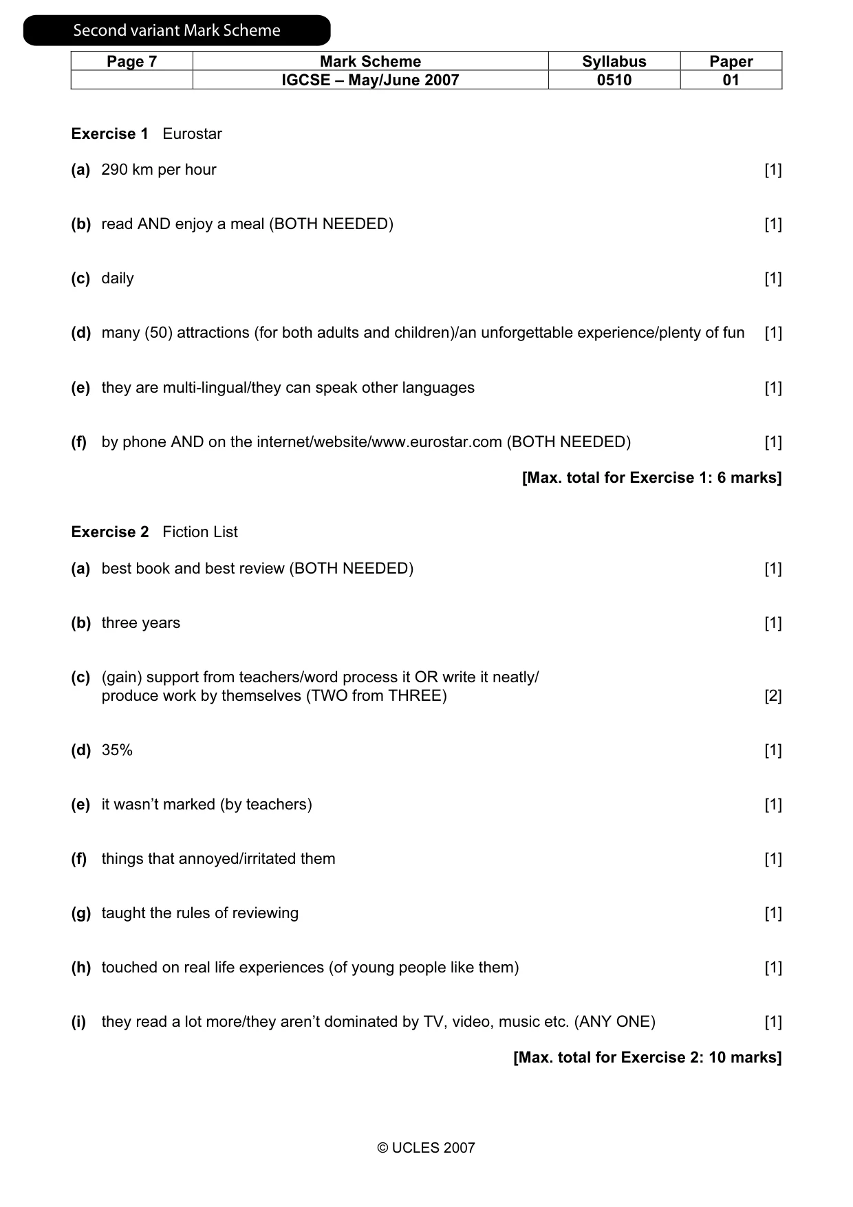 Mark scheme, page 8 of 12
