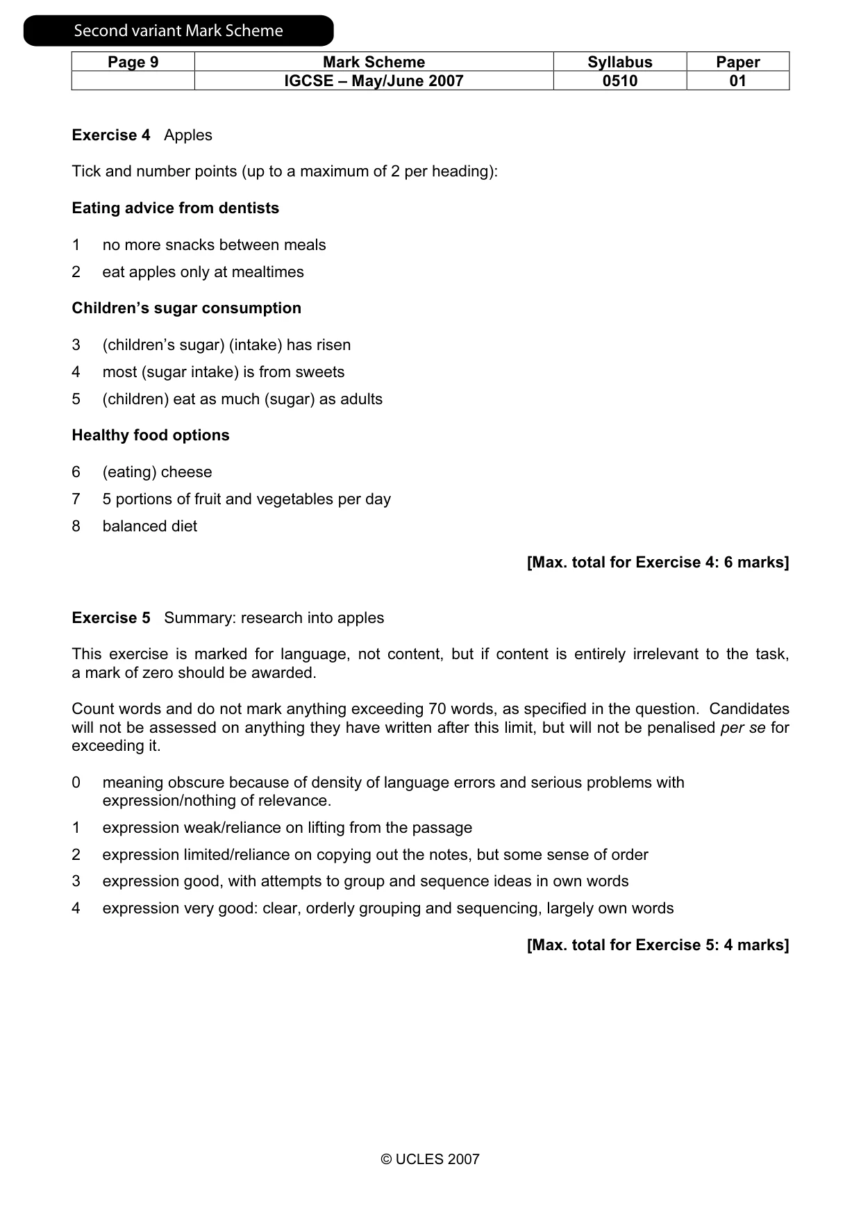 Mark scheme, page 10 of 12