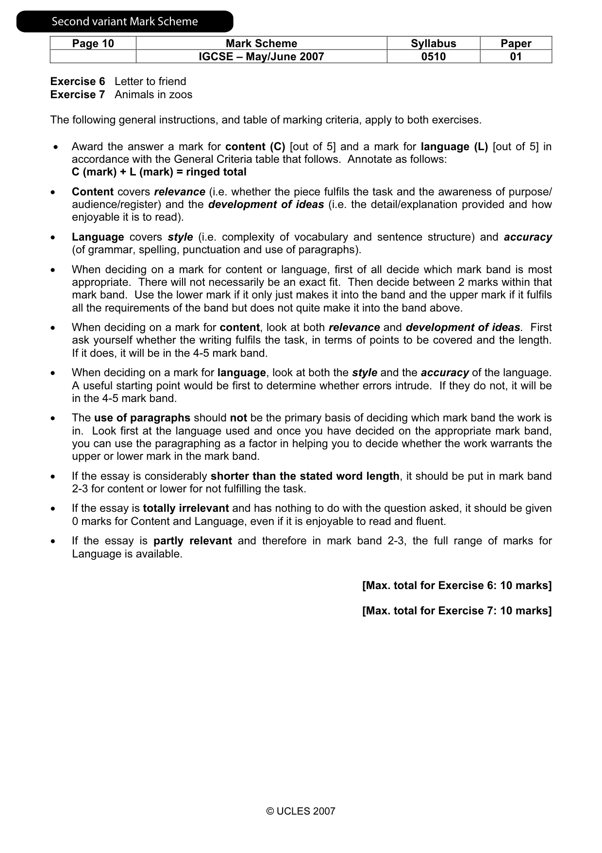 Mark scheme, page 11 of 12