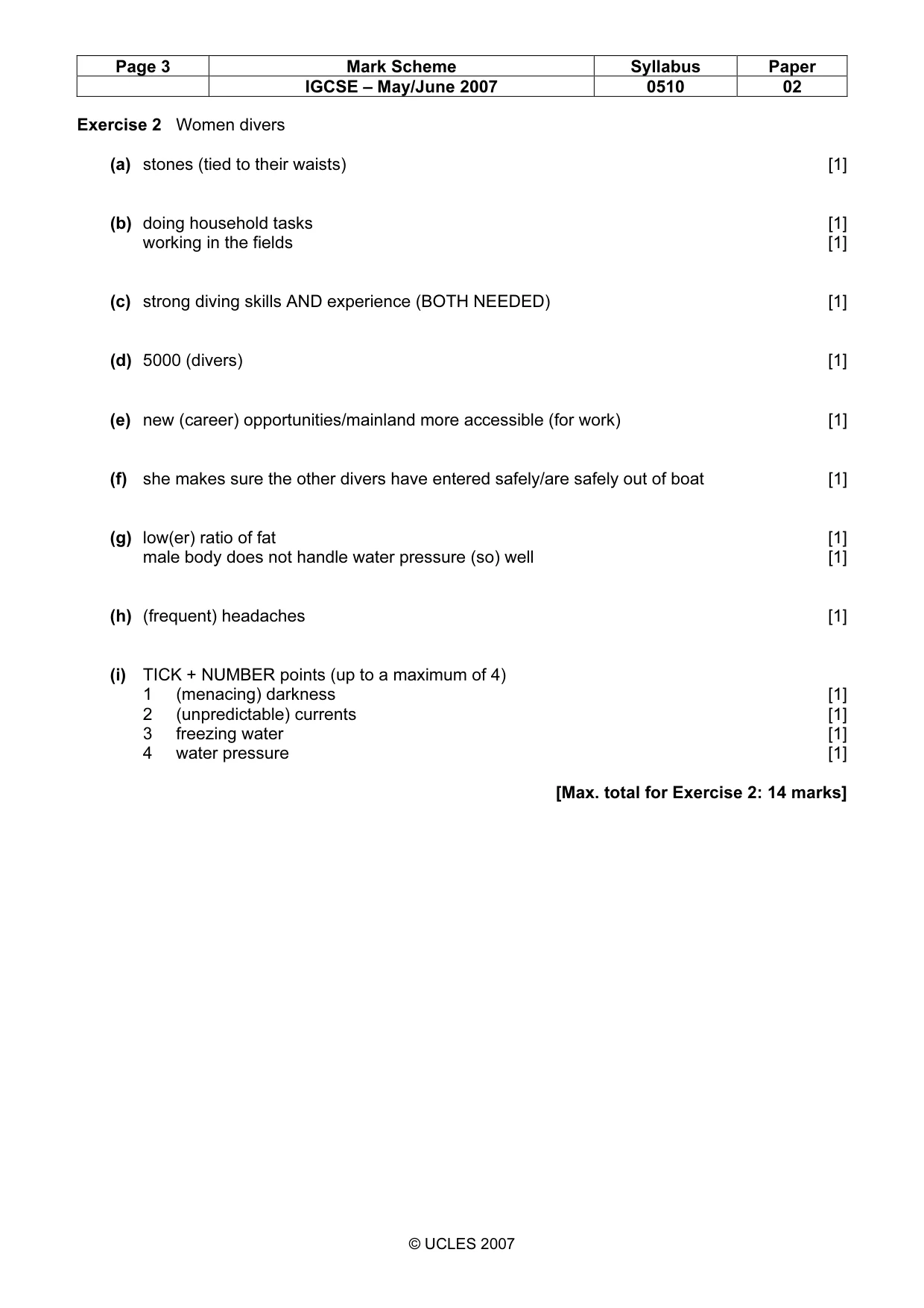 Mark scheme, page 3 of 10