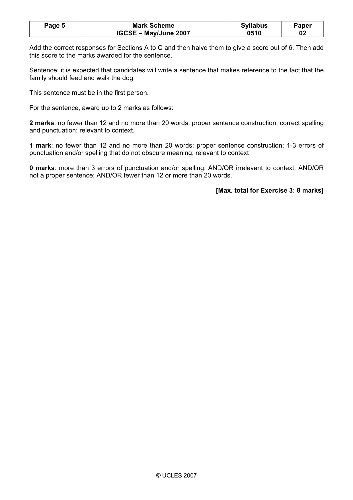 Mark scheme, page 5 of 10