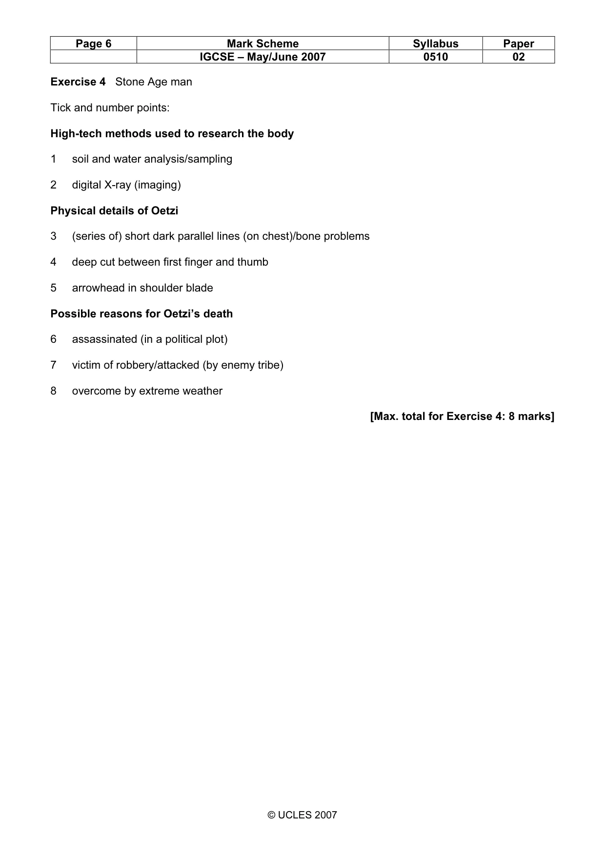 Mark scheme, page 6 of 10