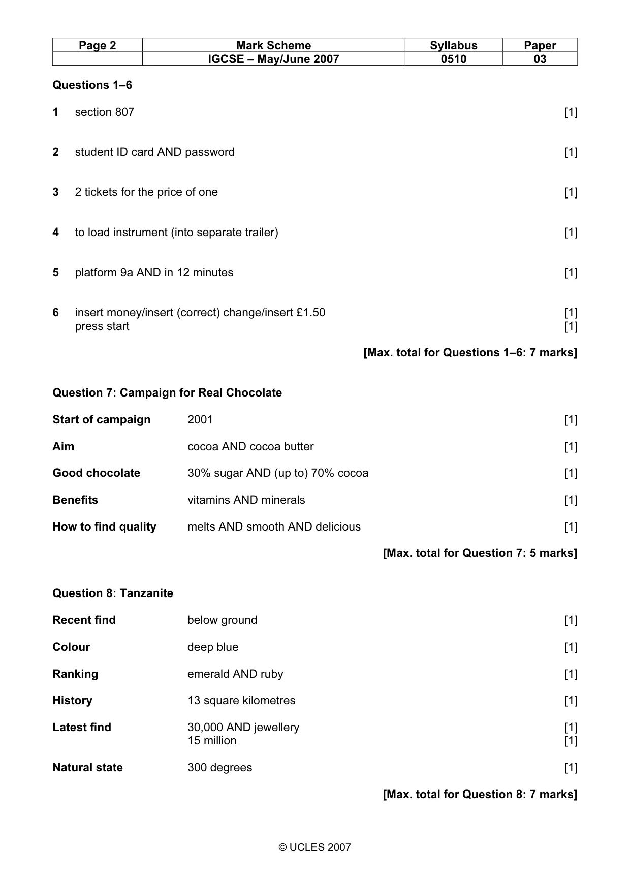 Mark scheme, page 2 of 11