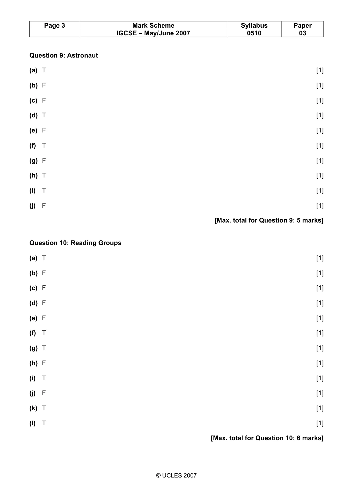 Mark scheme, page 3 of 11