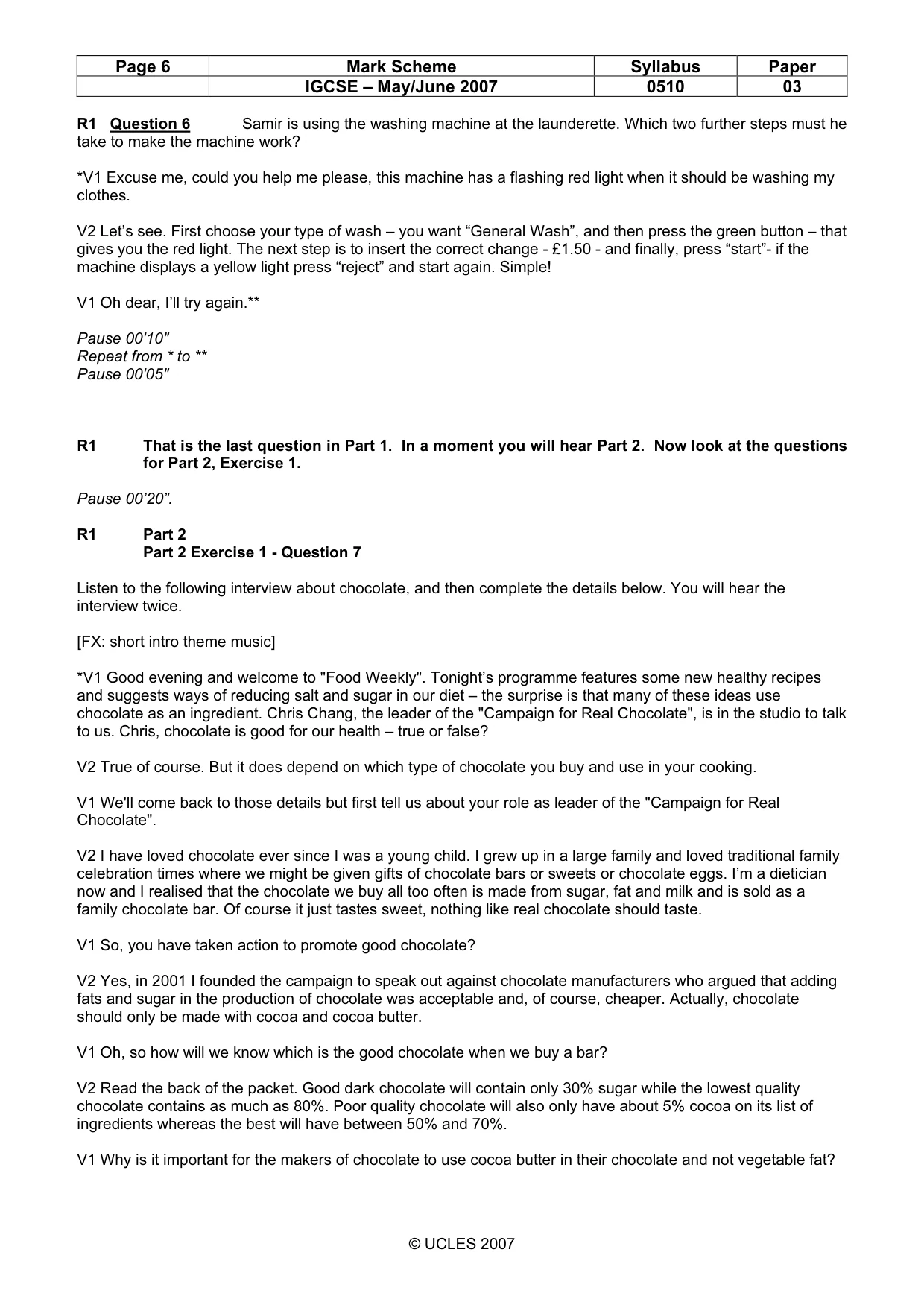 Mark scheme, page 6 of 11