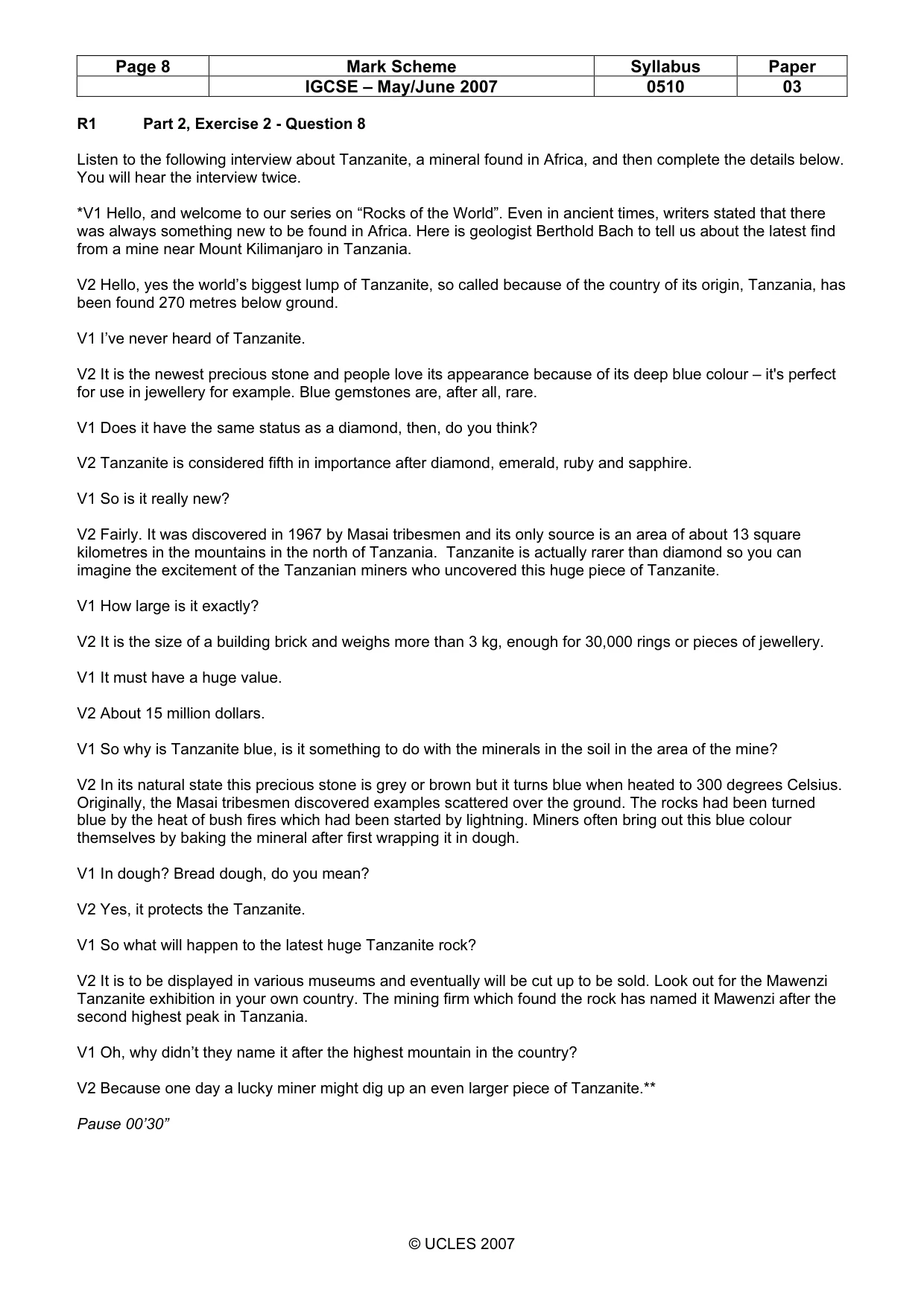 Mark scheme, page 8 of 11