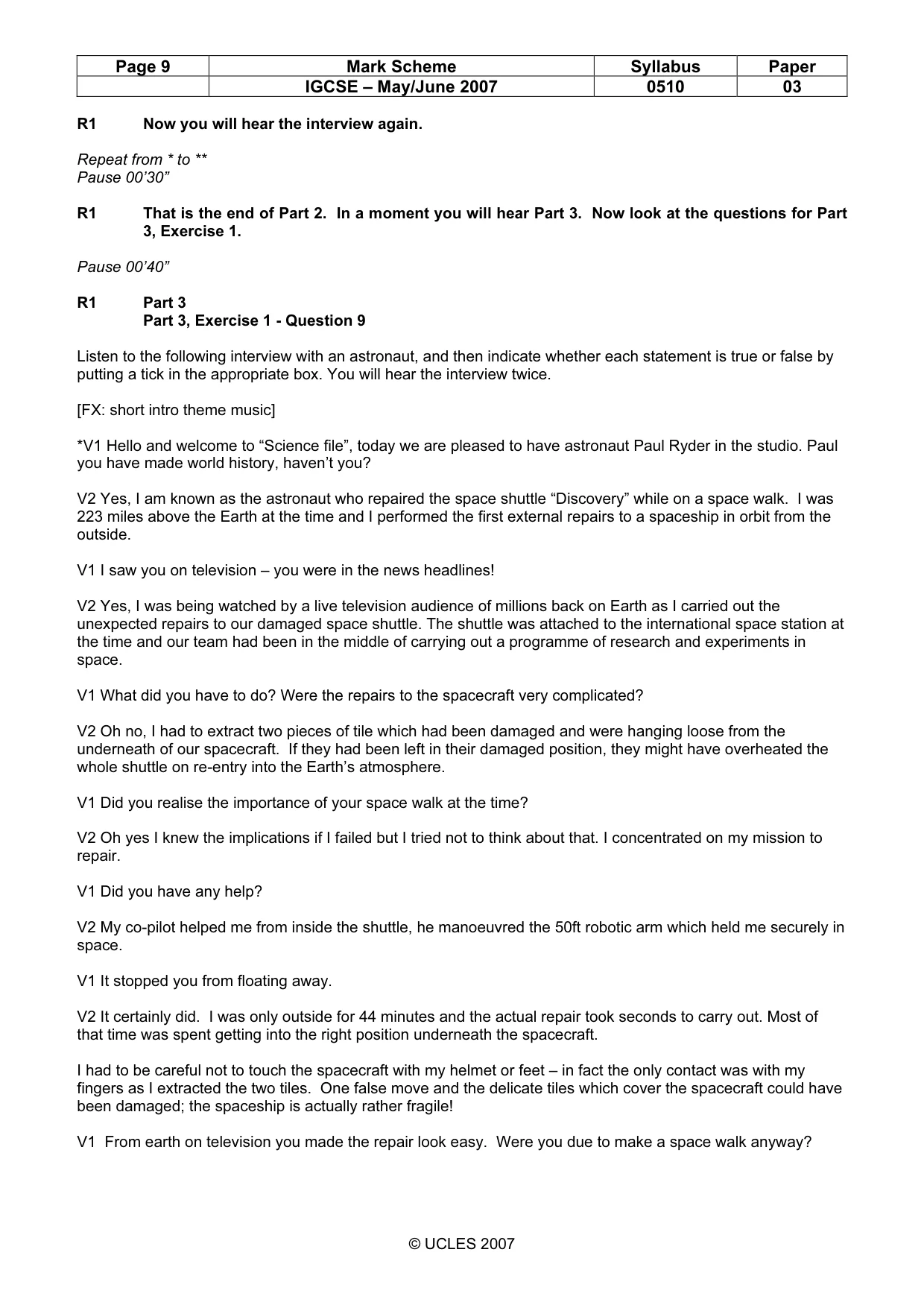 Mark scheme, page 9 of 11