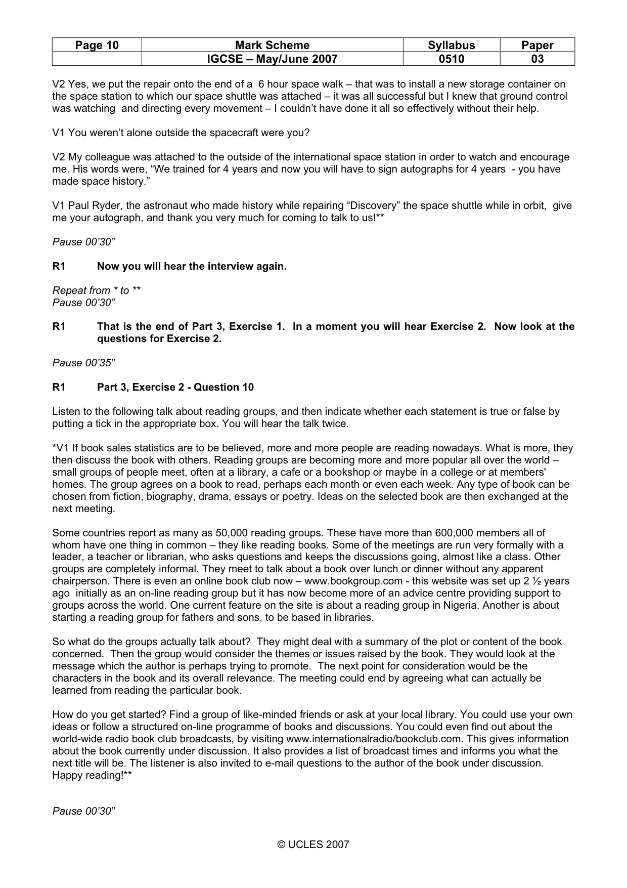 Mark scheme, page 10 of 11