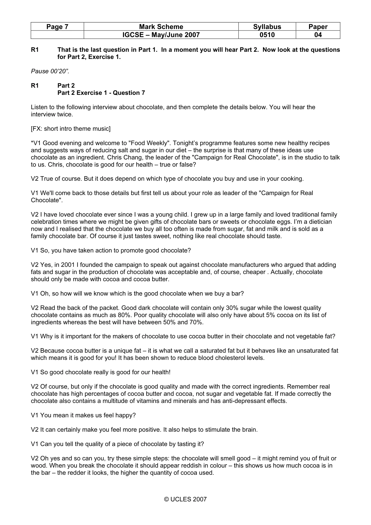 Mark scheme, page 7 of 11