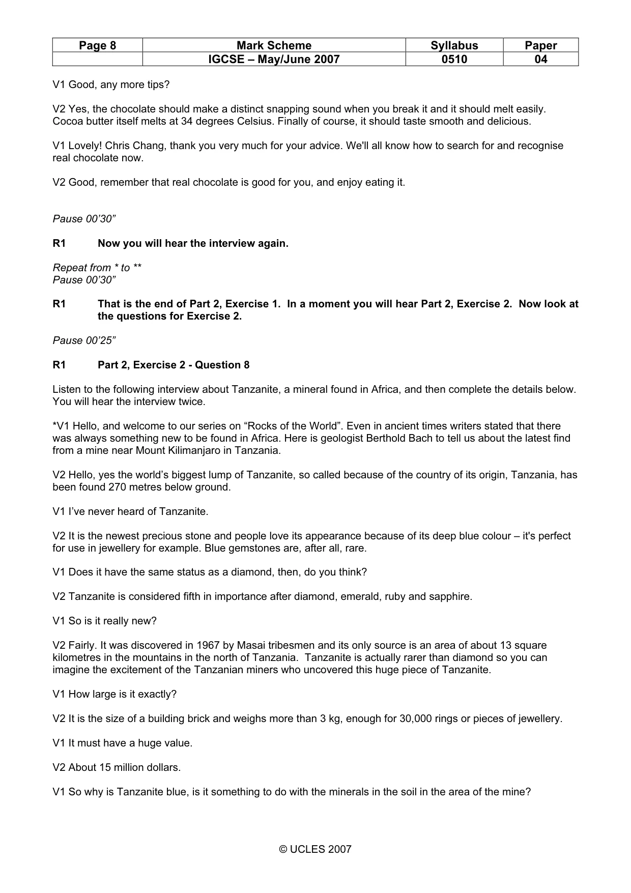 Mark scheme, page 8 of 11