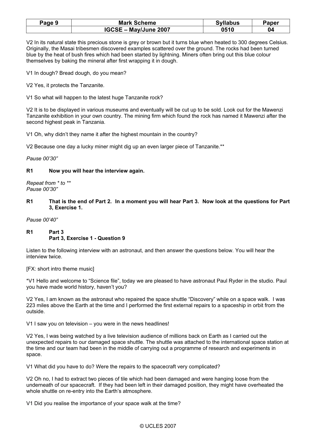 Mark scheme, page 9 of 11