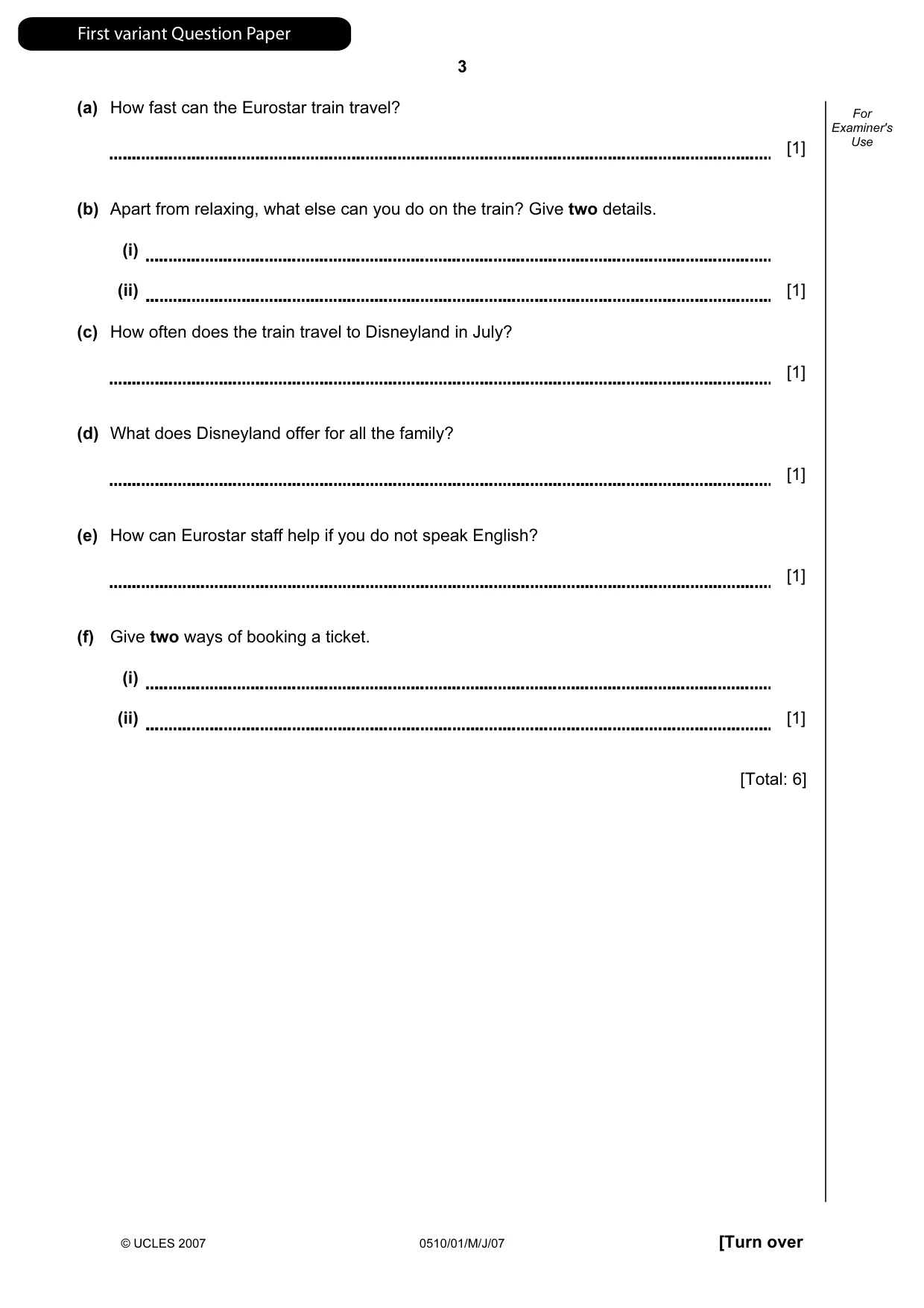 Cambridge IGCSE English - Second Language (oral endorsement) 0510 2007 May/June Paper 1 · Variant 1 question paper, page 4 of 33