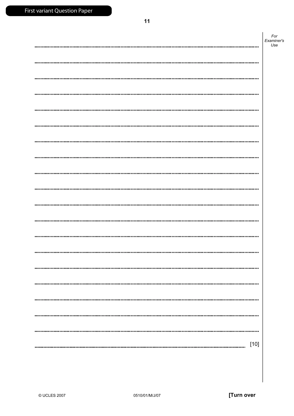 Cambridge IGCSE English - Second Language (oral endorsement) 0510 2007 May/June Paper 1 · Variant 1 question paper, page 12 of 33