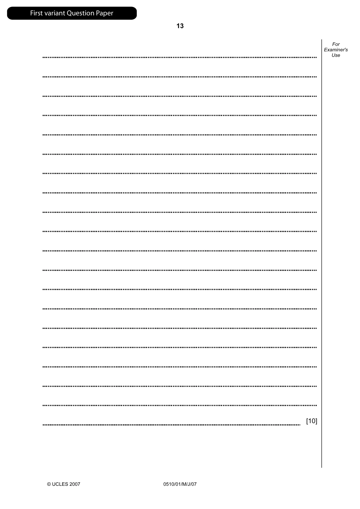 Cambridge IGCSE English - Second Language (oral endorsement) 0510 2007 May/June Paper 1 · Variant 1 question paper, page 14 of 33