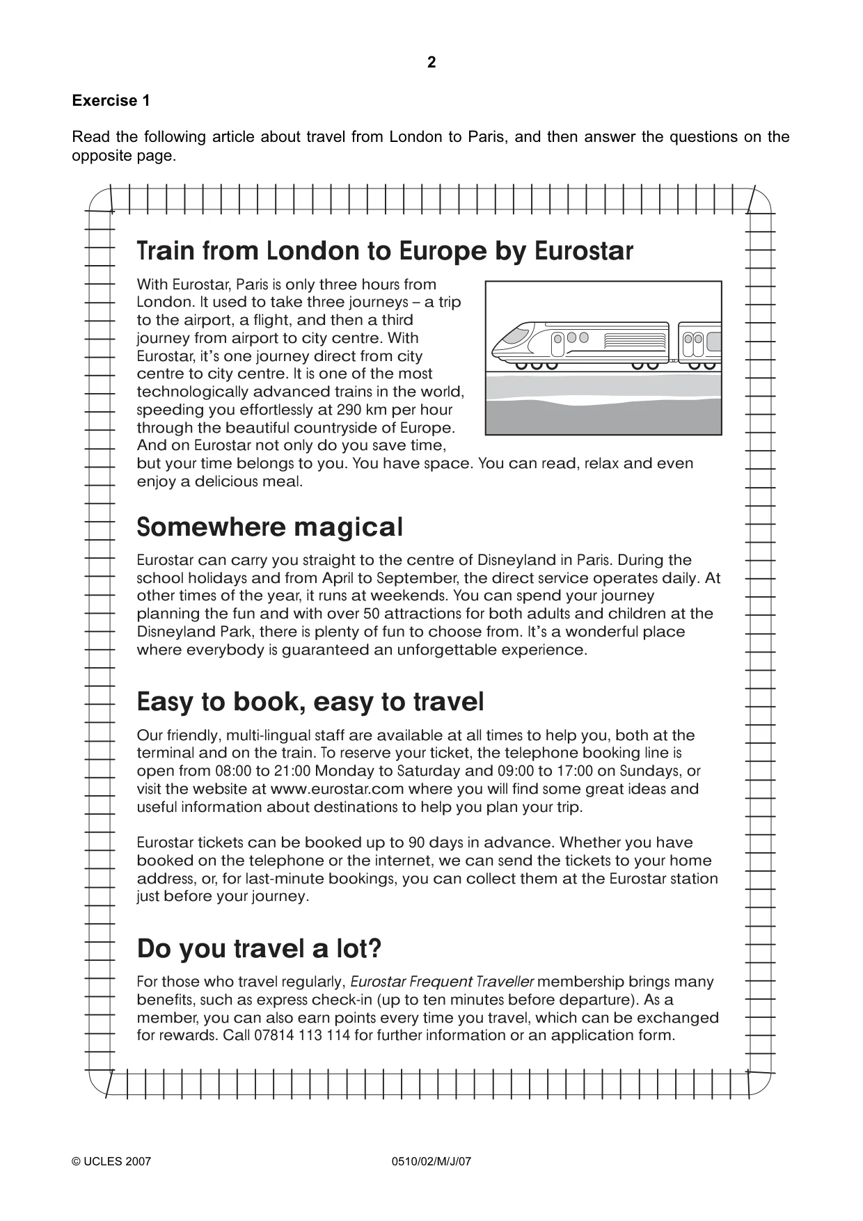 Cambridge IGCSE English - Second Language (oral endorsement) 0510 2007 May/June Paper 2 · Variant 1 question paper, page 2 of 16