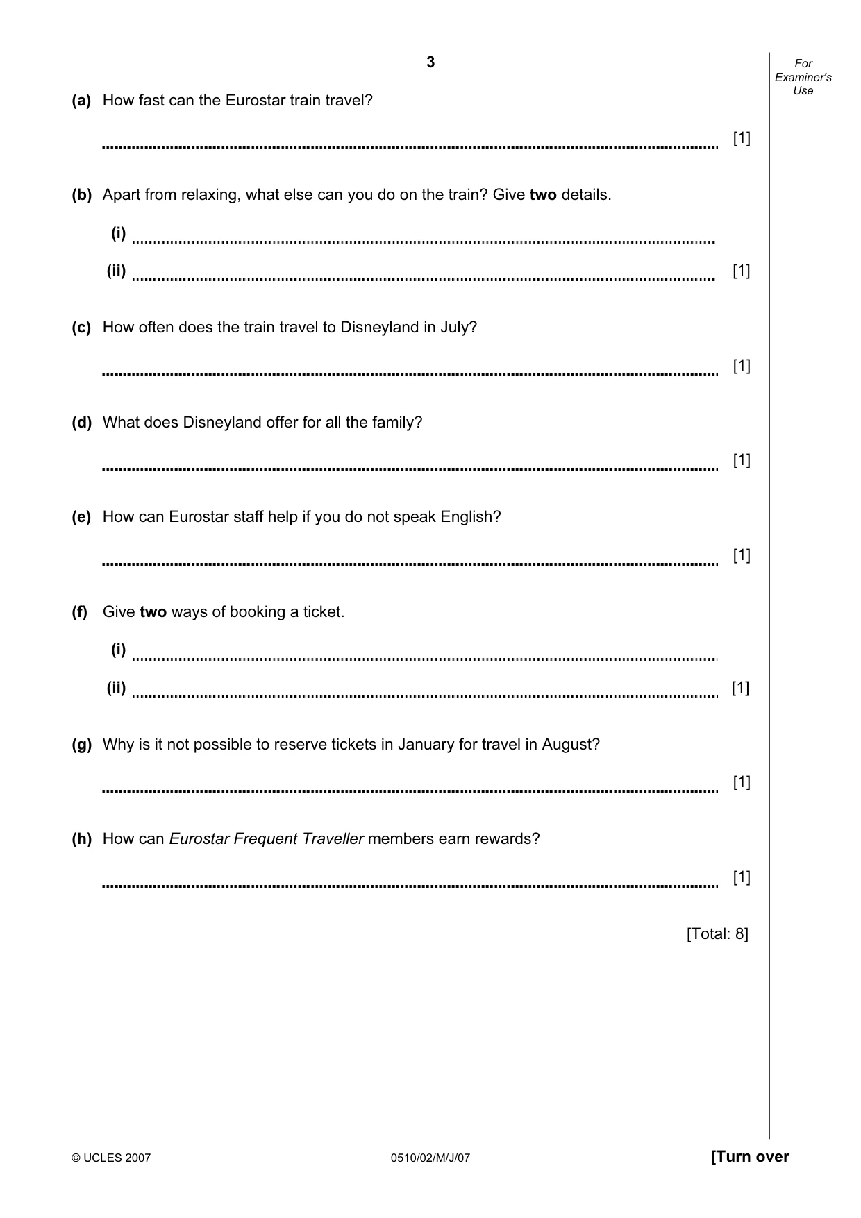 Cambridge IGCSE English - Second Language (oral endorsement) 0510 2007 May/June Paper 2 · Variant 1 question paper, page 3 of 16