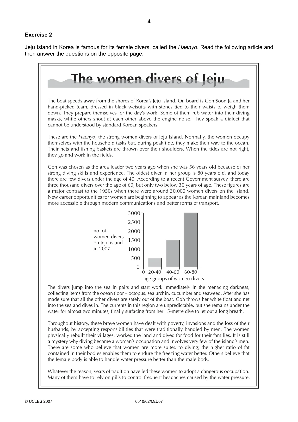 Cambridge IGCSE English - Second Language (oral endorsement) 0510 2007 May/June Paper 2 · Variant 1 question paper, page 4 of 16