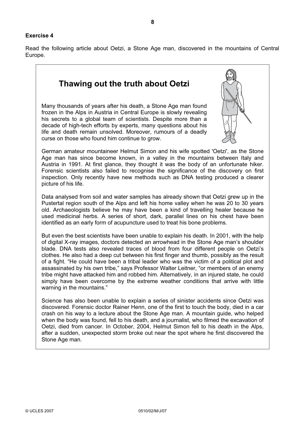 Cambridge IGCSE English - Second Language (oral endorsement) 0510 2007 May/June Paper 2 · Variant 1 question paper, page 8 of 16
