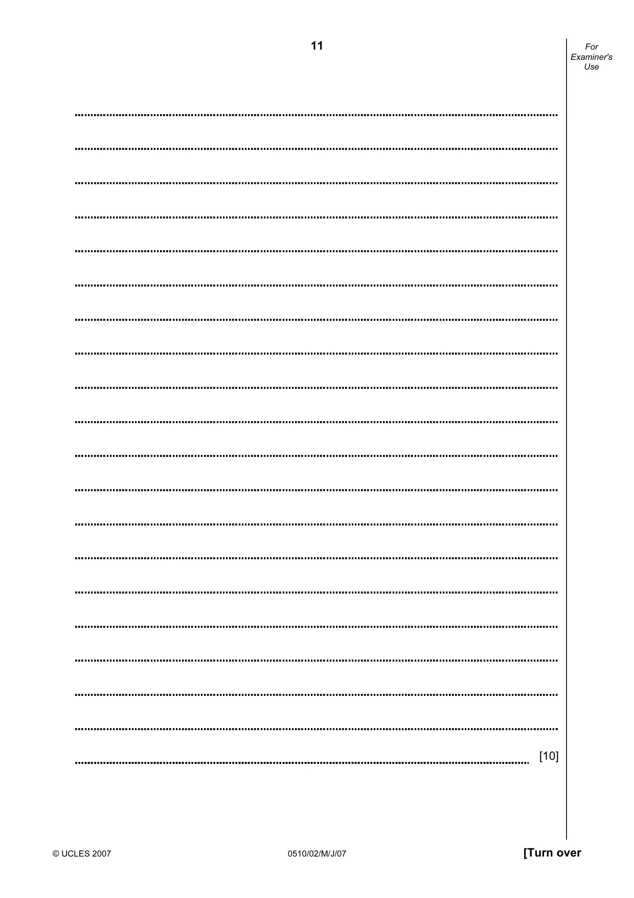 Cambridge IGCSE English - Second Language (oral endorsement) 0510 2007 May/June Paper 2 · Variant 1 question paper, page 11 of 16