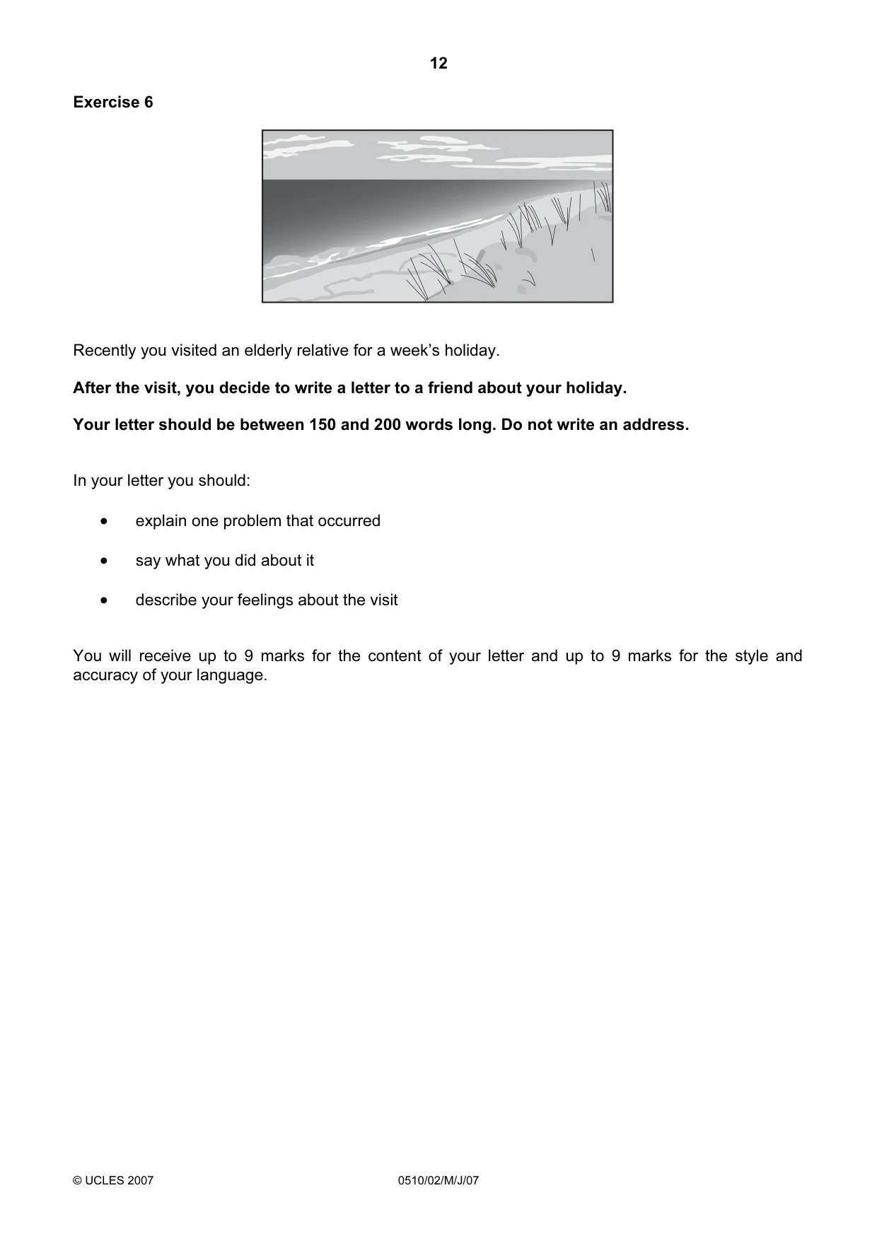 Cambridge IGCSE English - Second Language (oral endorsement) 0510 2007 May/June Paper 2 · Variant 1 question paper, page 12 of 16