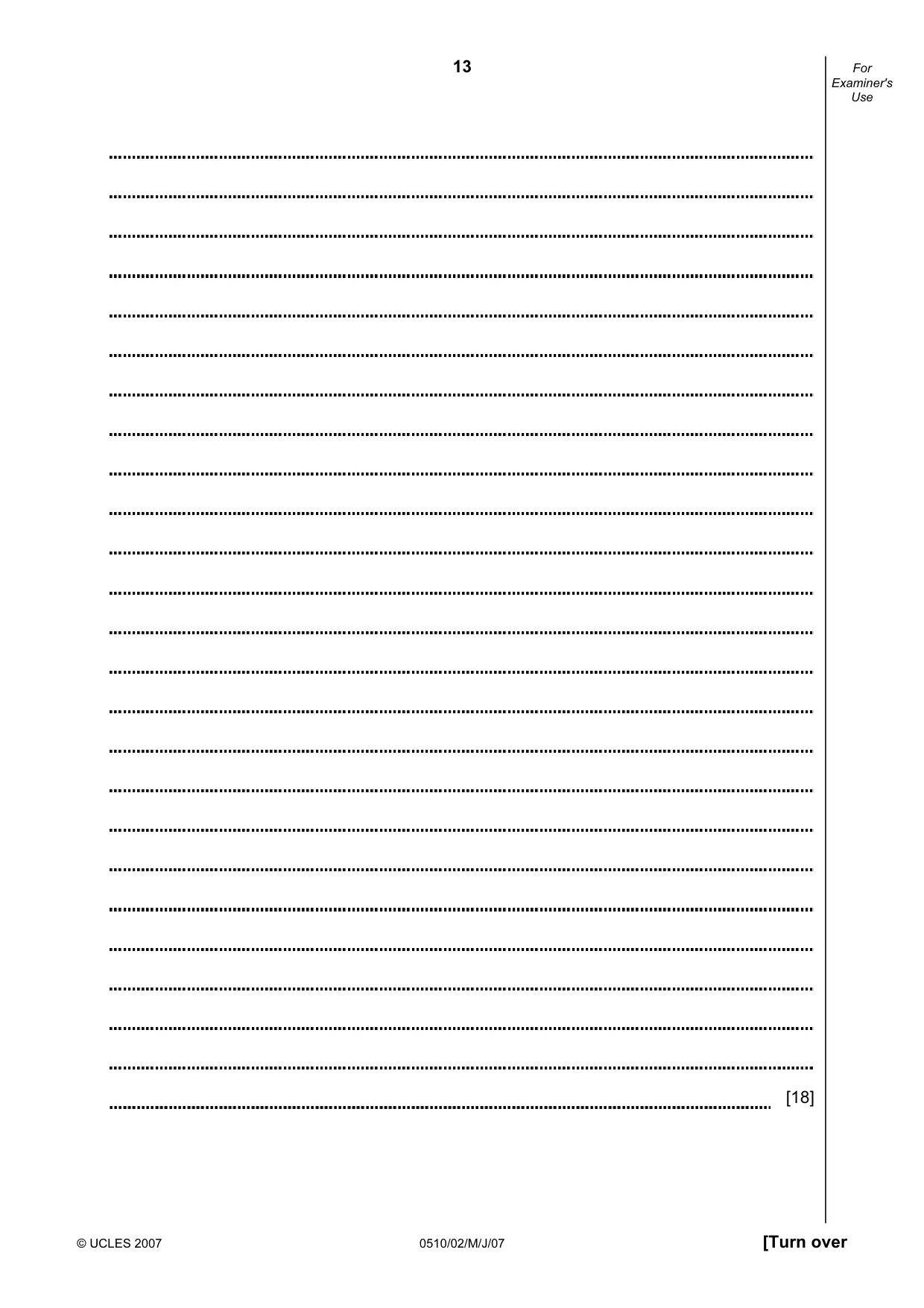 Cambridge IGCSE English - Second Language (oral endorsement) 0510 2007 May/June Paper 2 · Variant 1 question paper, page 13 of 16